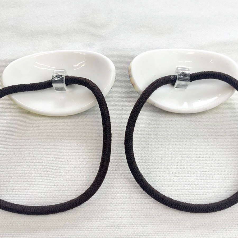 Japanese Elastic Hair Rubber Band Fujin & Raijin (set of 2) Oval Yellow made in Japan