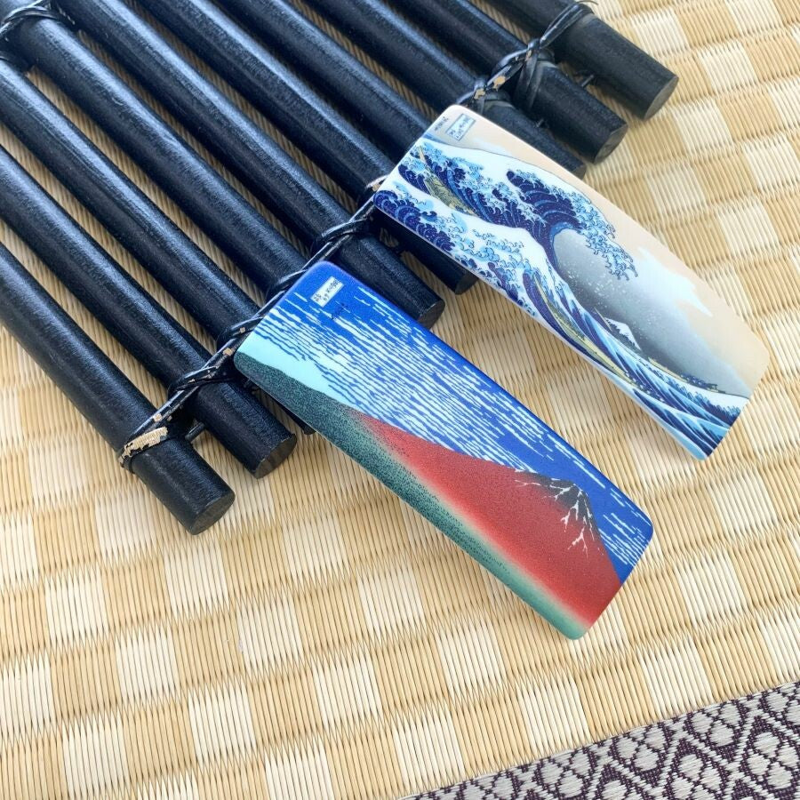 Japanese Hair Barrette Hair Clip Big Wave & Red Mt. Fuji (set of 2) Rectangle made in Japan