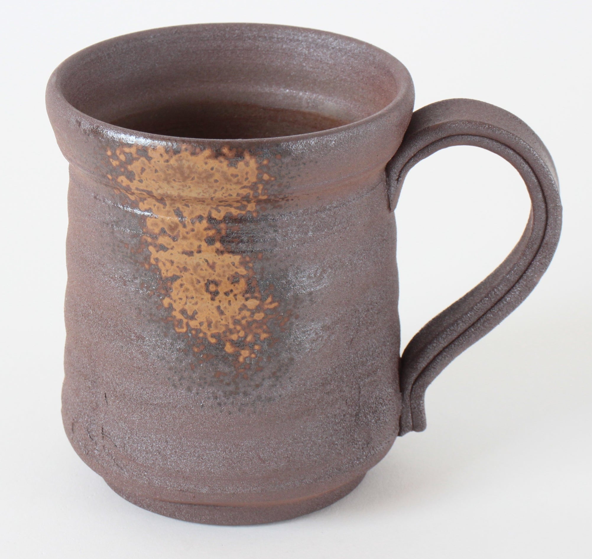 Bizen ware Japanese Pottery Mug Cup, Rusty Brown, Hourglass Shape, Made in Japan