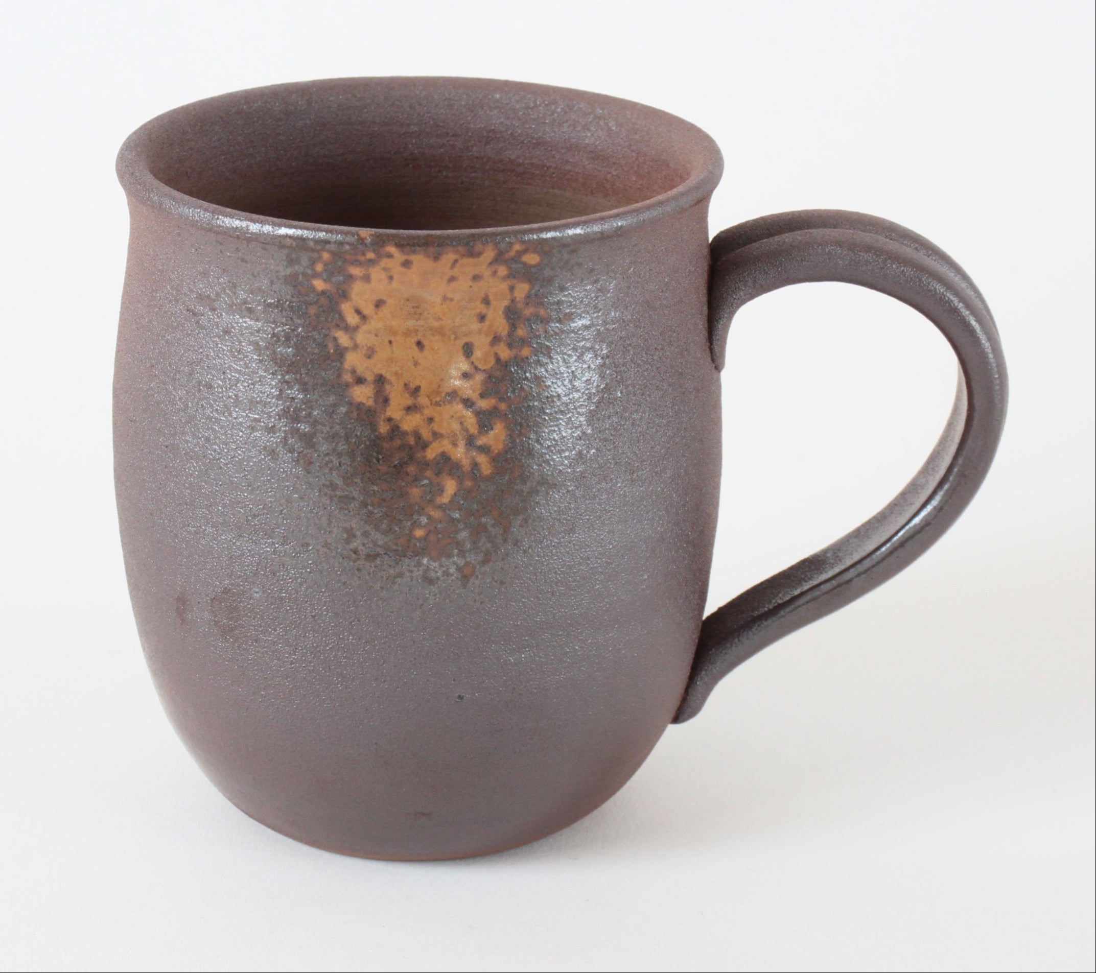 Bizen ware Japanese Pottery Mug Cup, Rusty Brown, Chubby Shape, Made in Japan