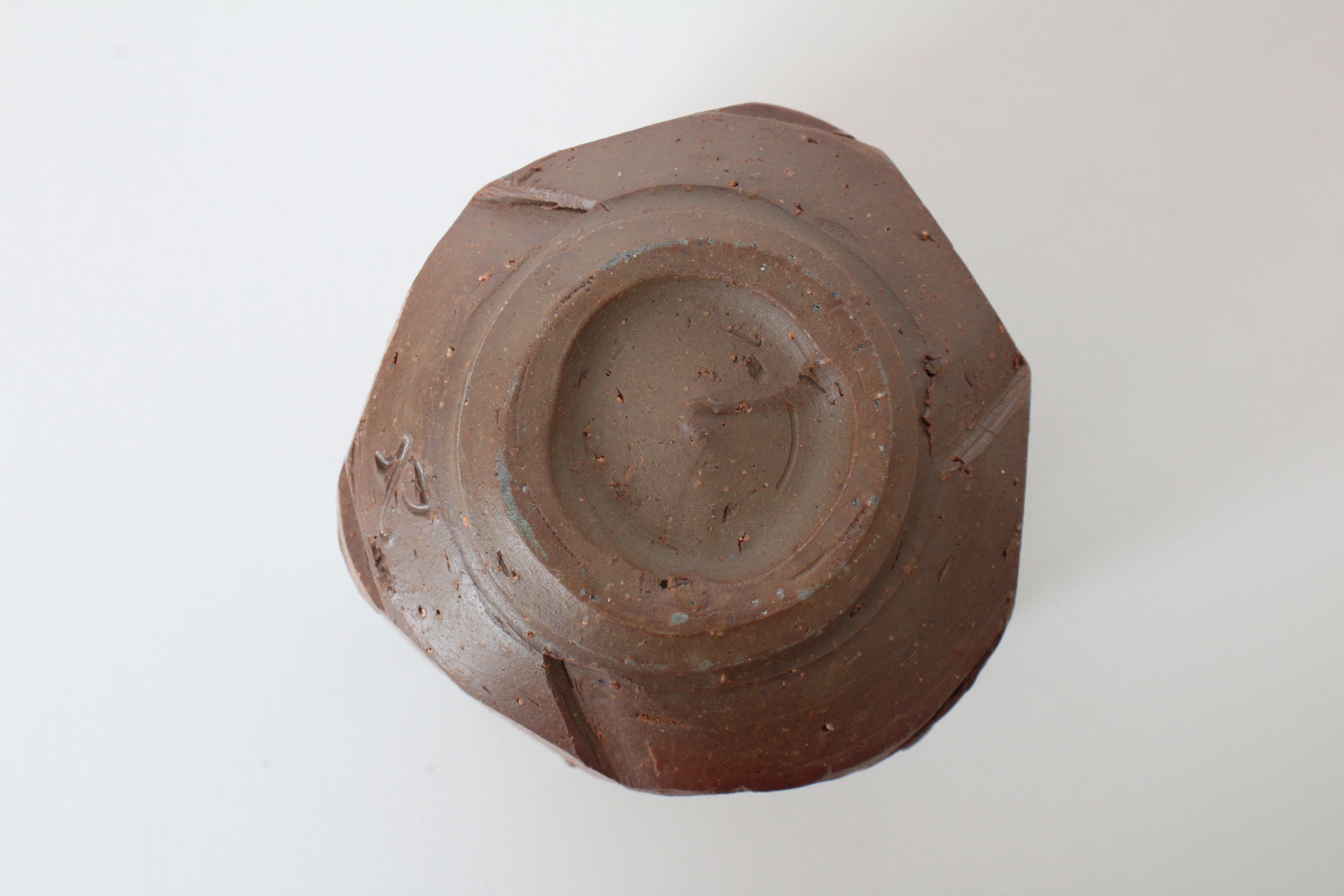 Bizen ware Japanese Pottery Yunomi Chawan Tea Cup, Tree Trunk, Rusty Brown, Made in Japan