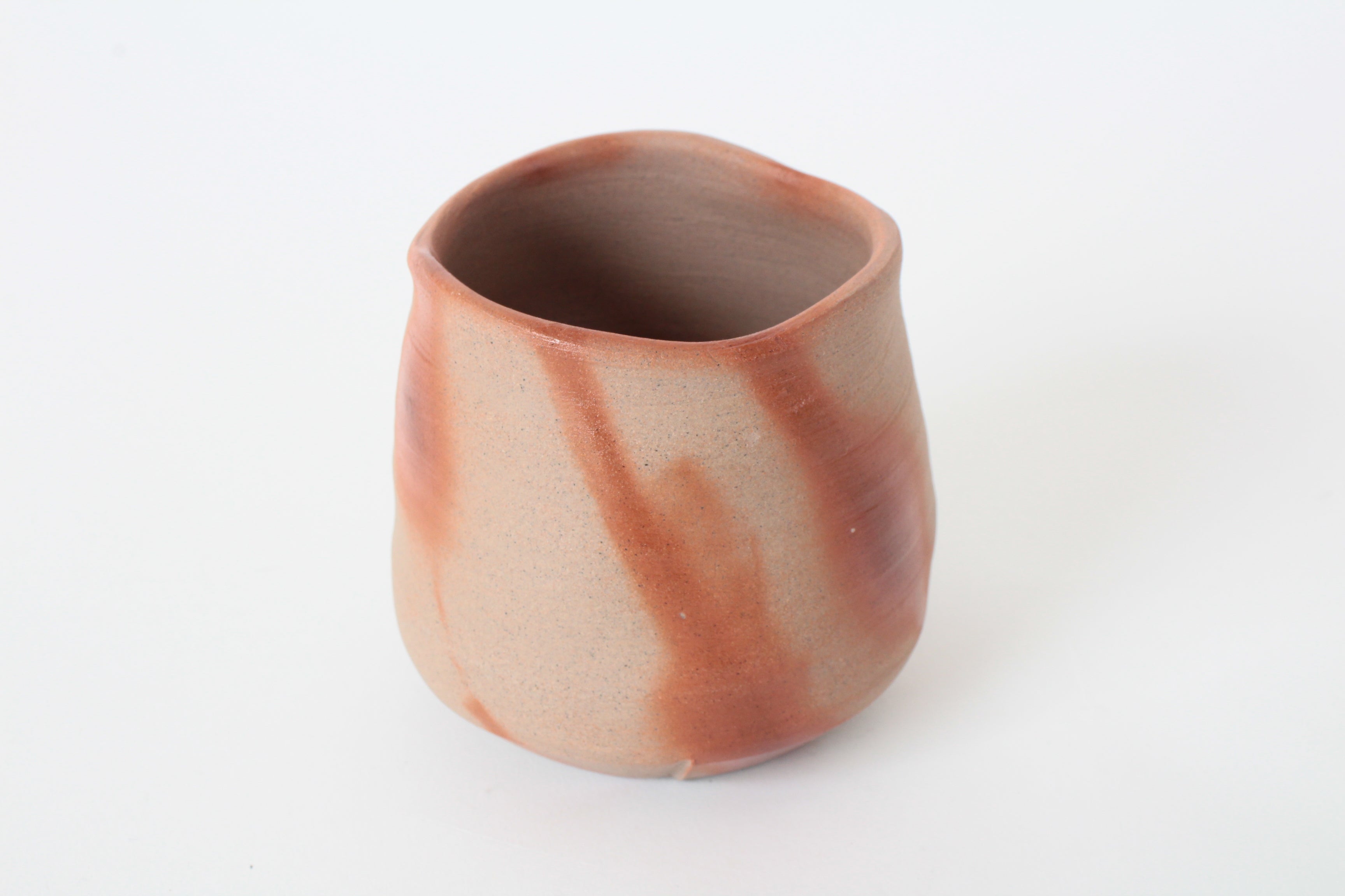 Bizen ware Japanese Pottery Yunomi Chawan Tea Cup, Brown, Orange, Made in Japan
