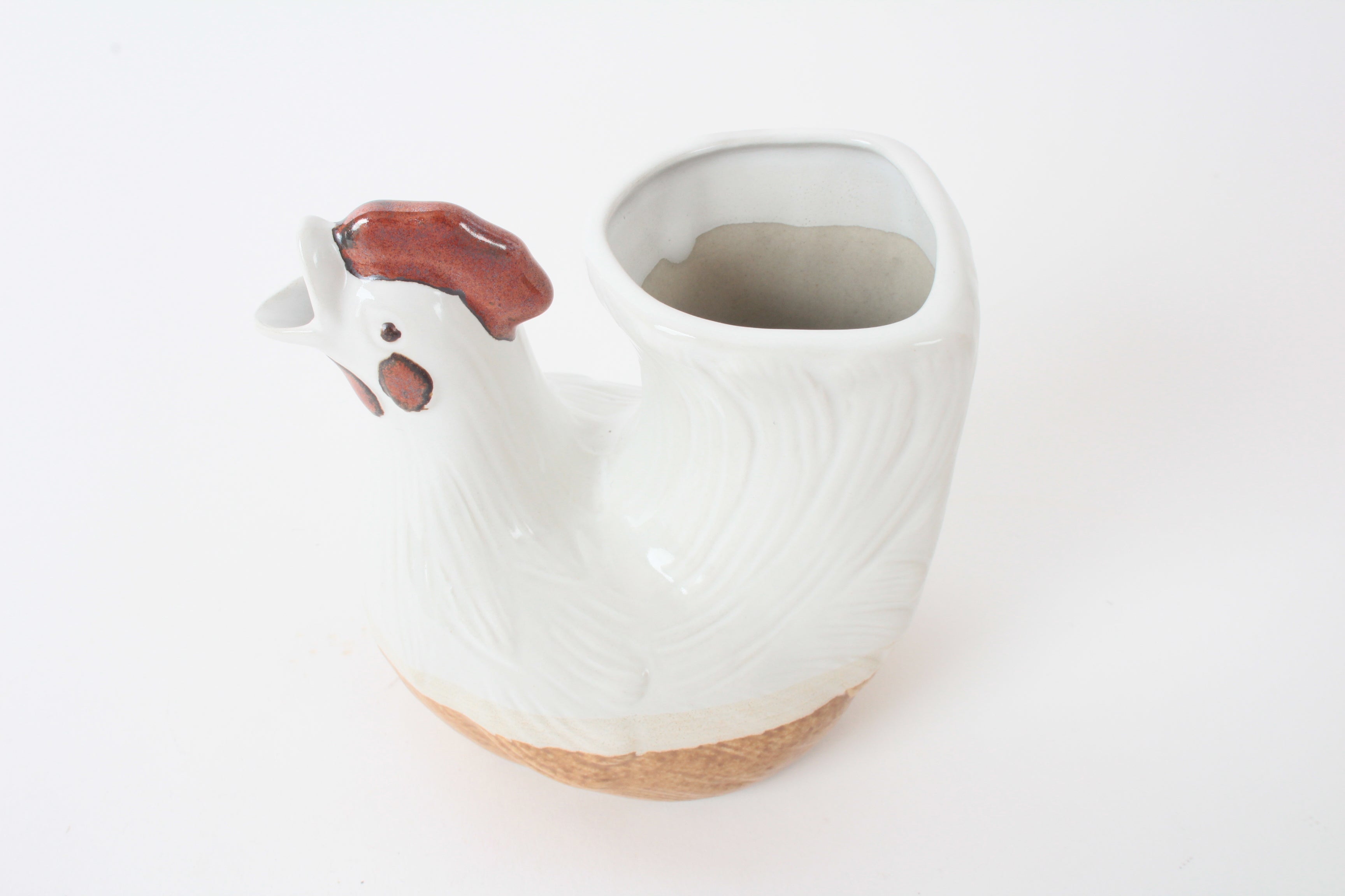 Mino ware Japanese Ceramic Chicken Shape Tokkuri and Sake Cup set White made in Japan