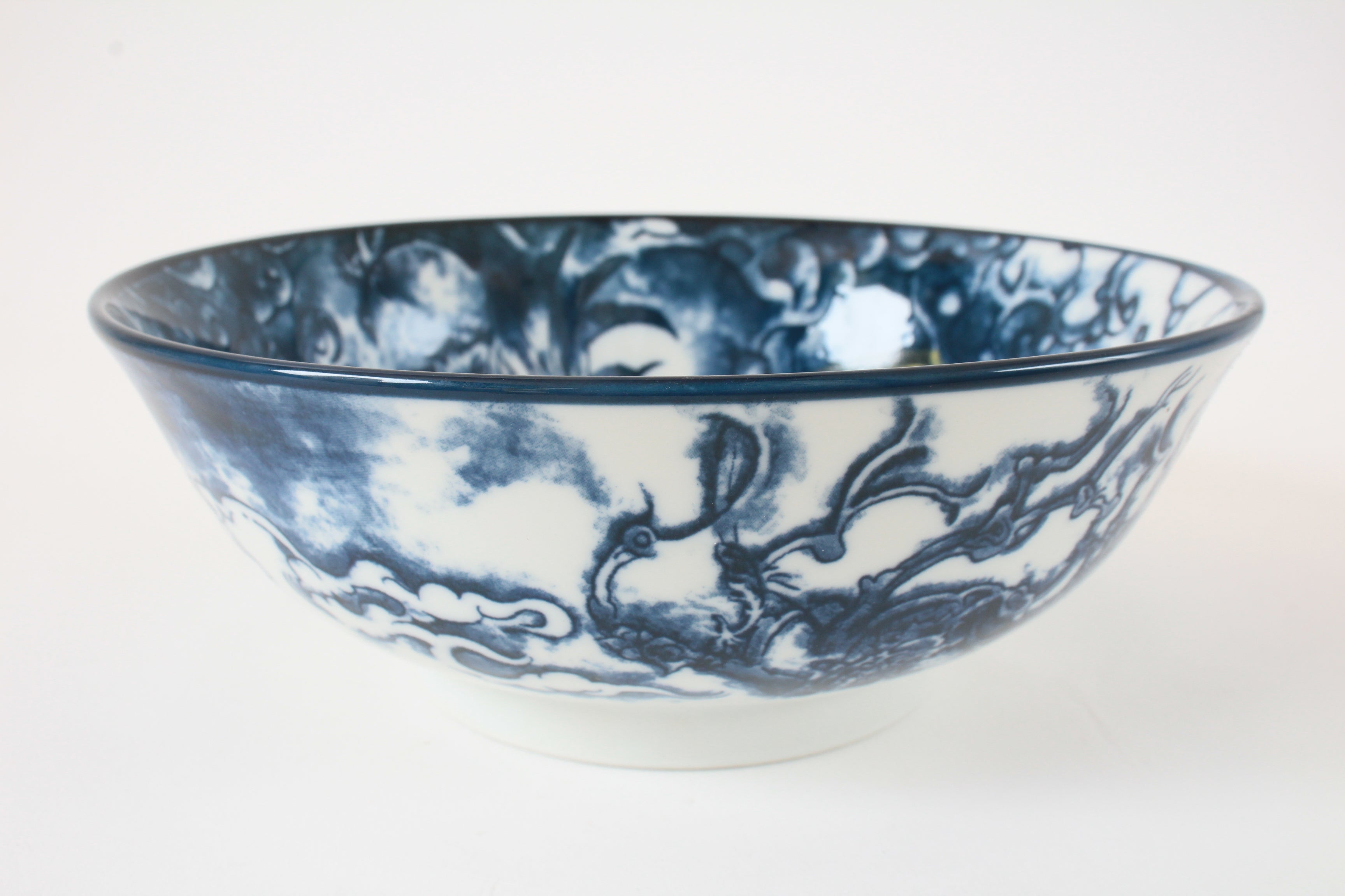 Mino ware Japanese Ramen Noodle Donburi Bowl Moonlight Owl Navy made in Japan