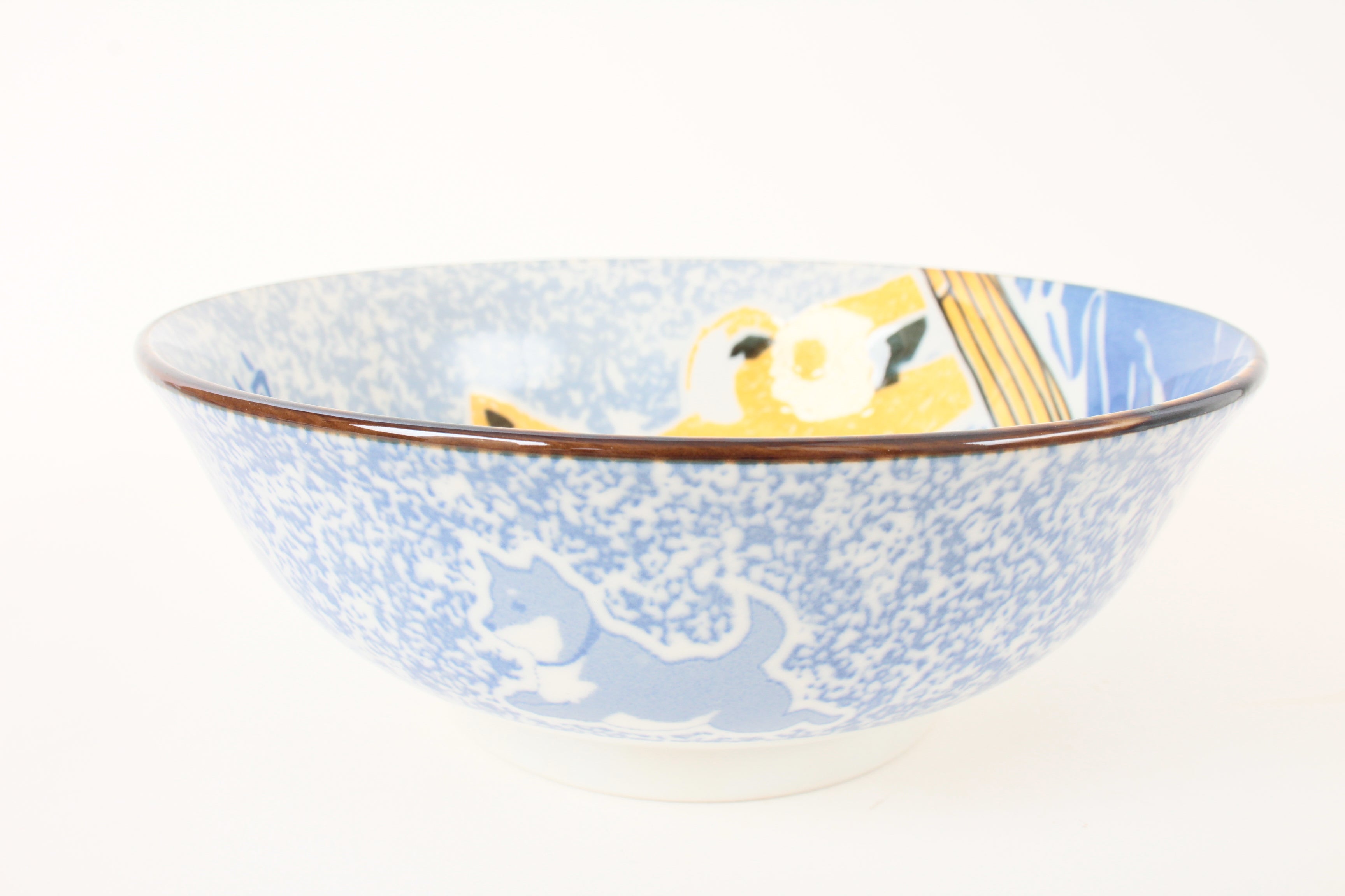 Mino ware Japanese Ramen Noodle Donburi Bowl Shibaken w/Namiura made in Japan
