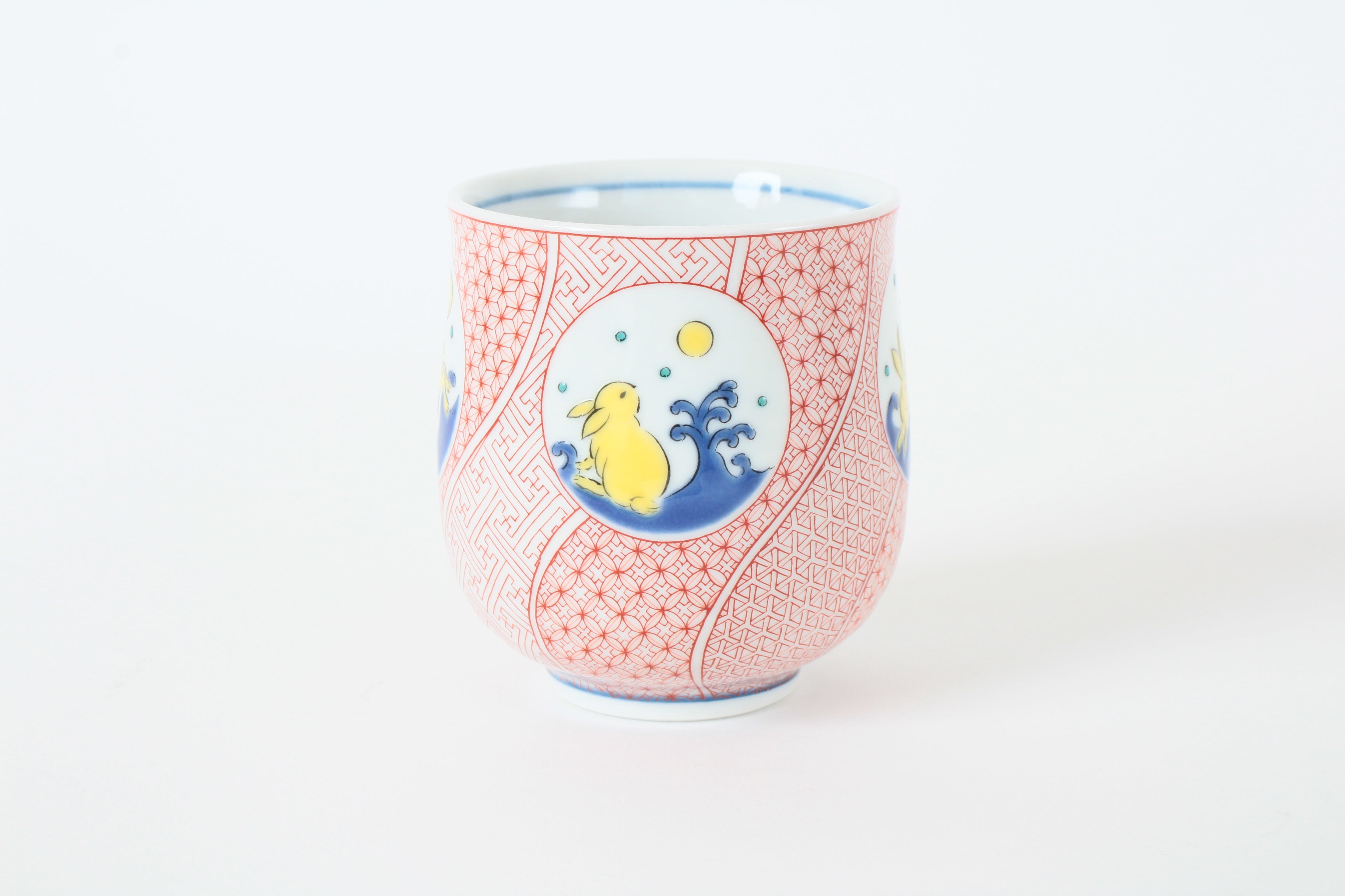 Kutani ware Japanese Ceramic Yunomi Chawan Tea Cup Moon Viewing Rabbit Made in Japan