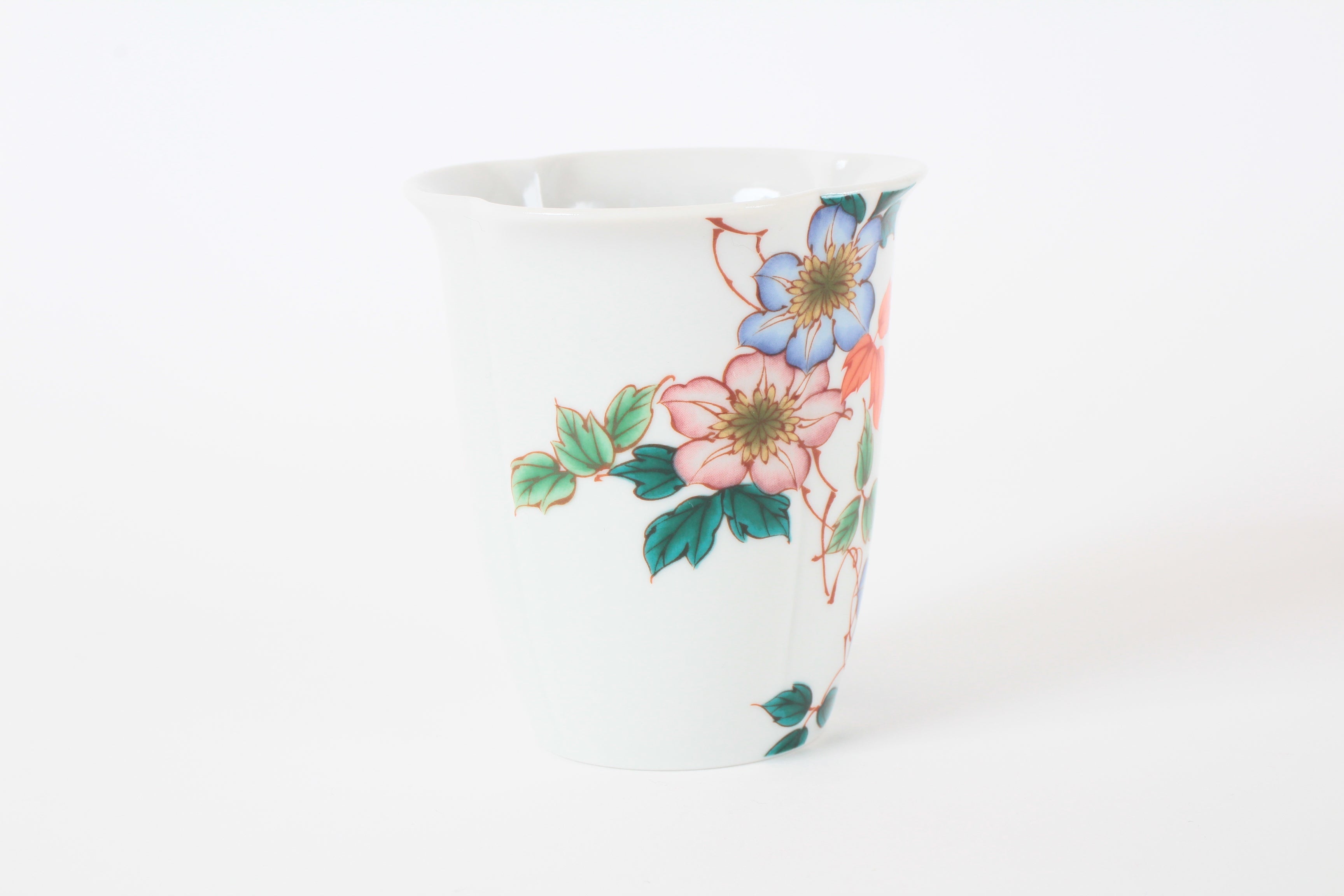 Mino ware Japanese Pottery Mug Cup Blue and Pink Flowers Made in Japan