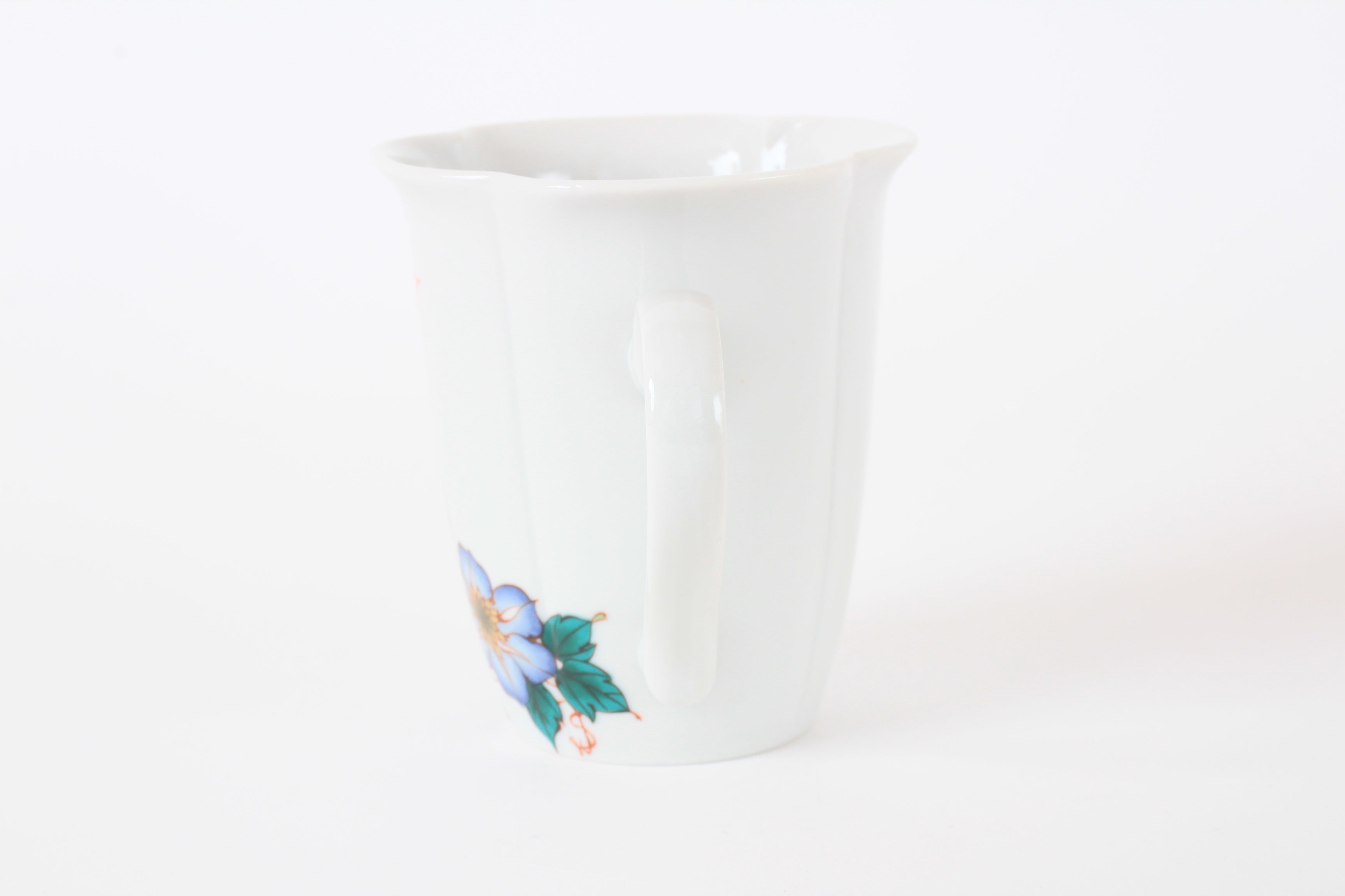 Mino ware Japanese Pottery Mug Cup Blue and Pink Flowers Made in Japan