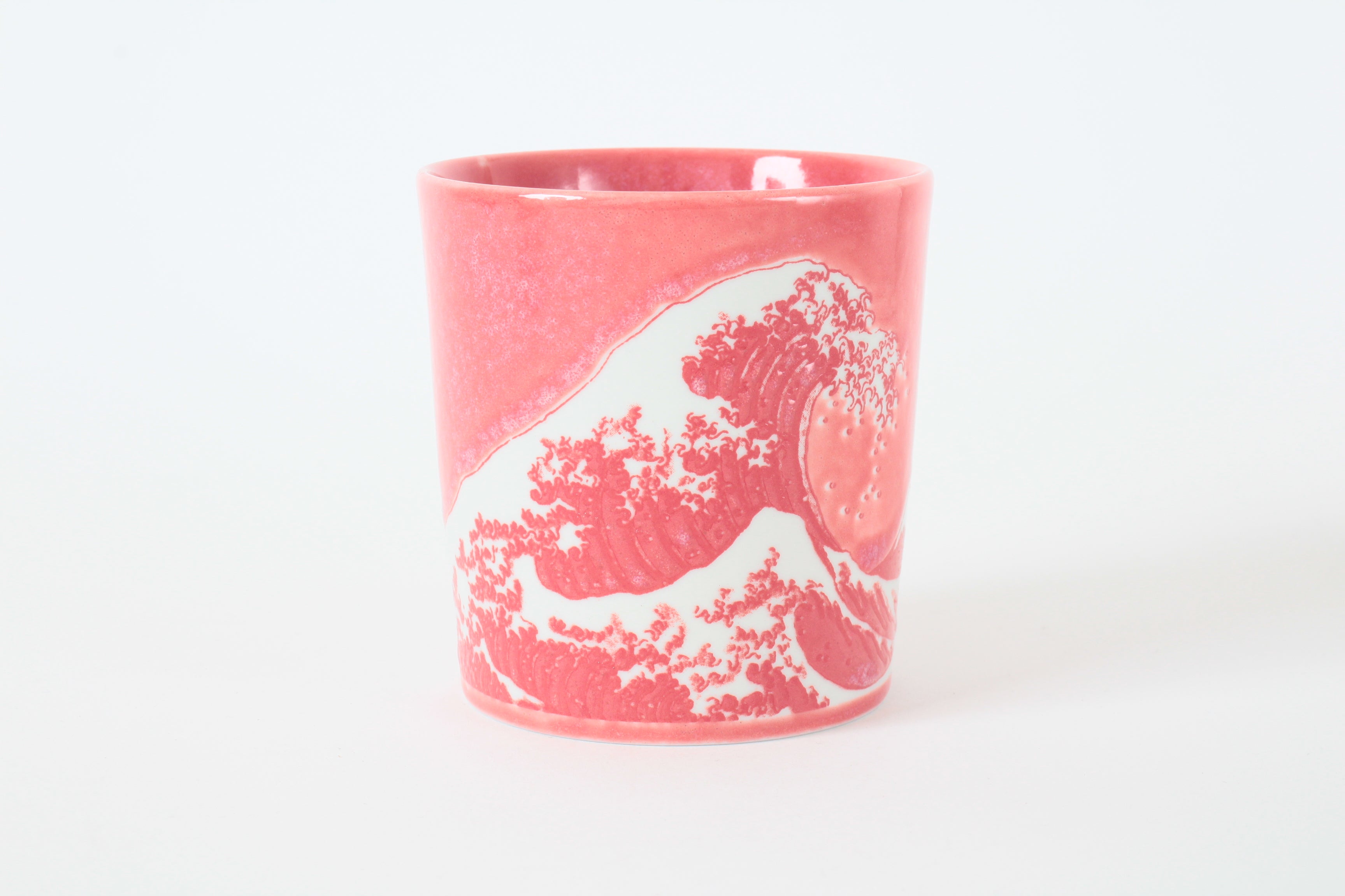 Mino ware Japanese Ceramics Mug Cup Big Wave & Mt. Fuji Red made in Japan