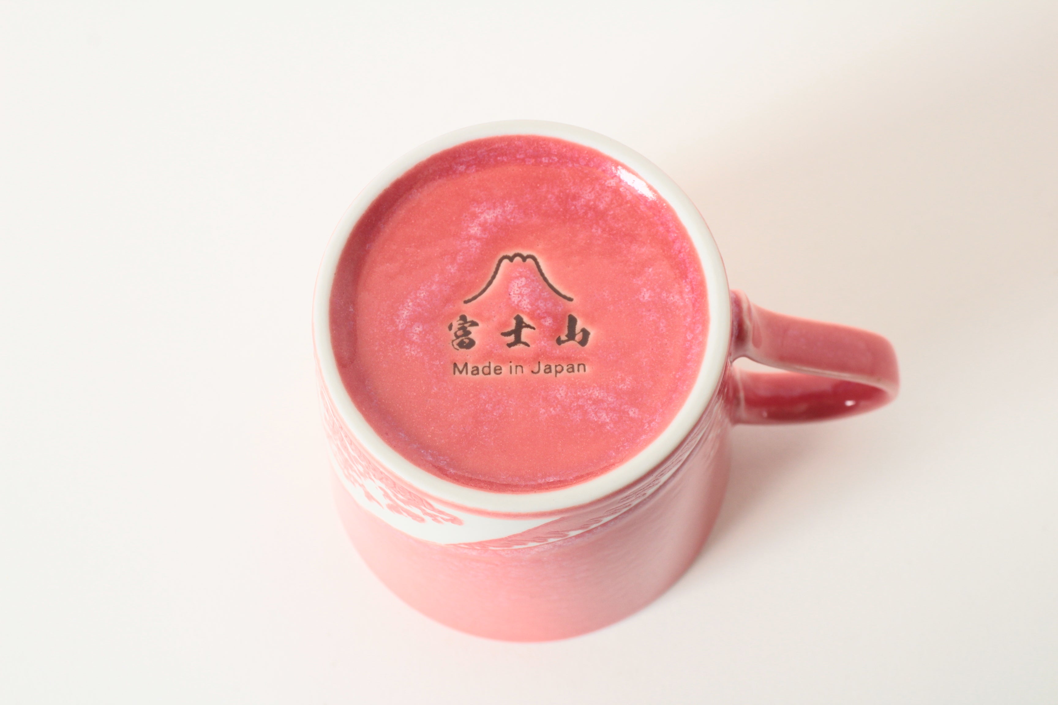 Mino ware Japanese Ceramics Mug Cup Big Wave & Mt. Fuji Red made in Japan