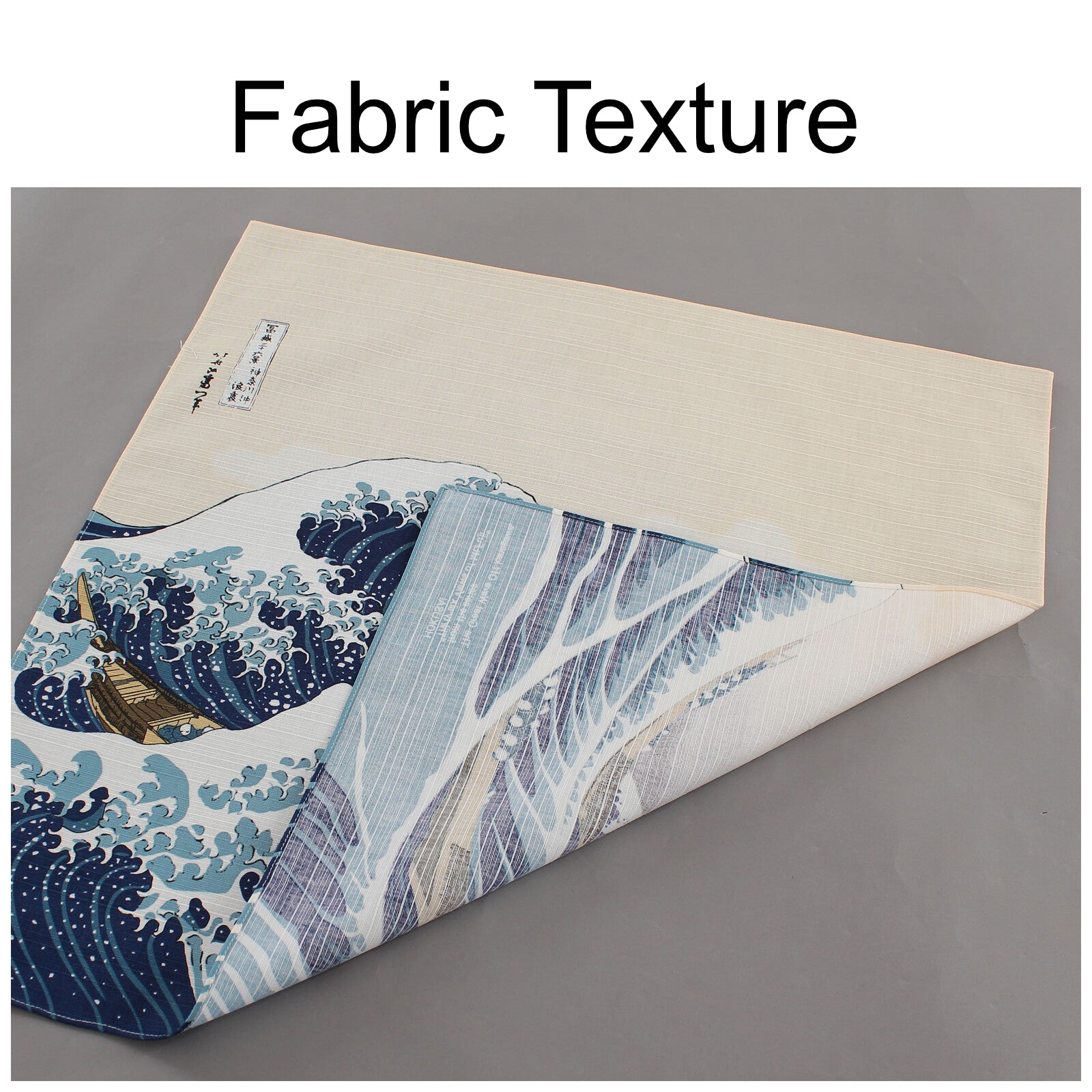 Furoshiki Japanese Wrapping Cloth "Big Wave & Mt. Fuji" made in Japan 48x48cm