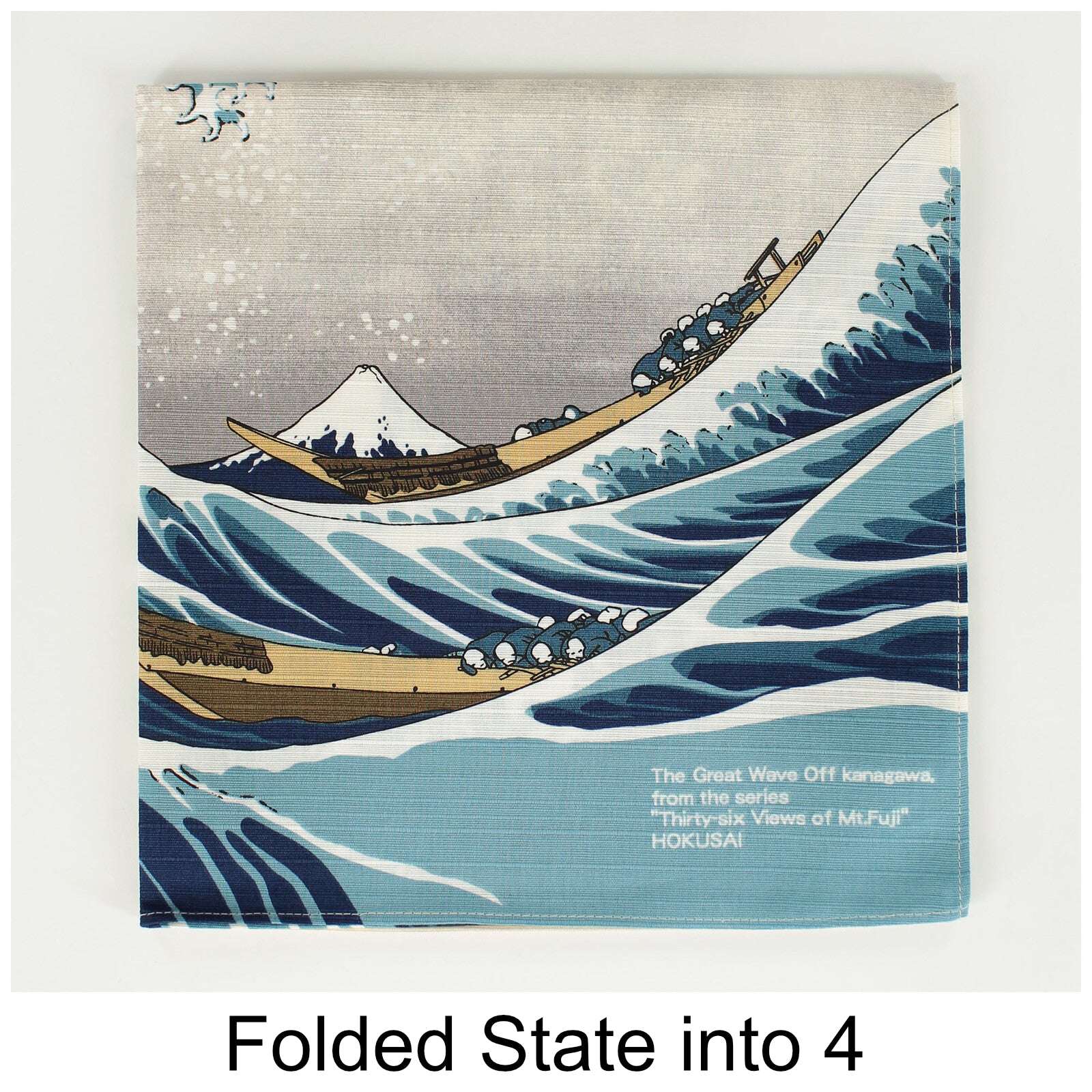 Furoshiki Japanese Wrapping Cloth "Big Wave & Mt. Fuji" made in Japan 48x48cm
