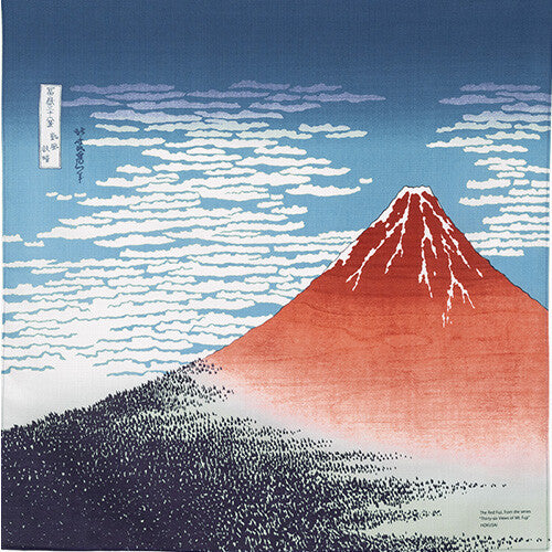 Furoshiki Japanese Wrapping Cloth Red Mt. Fuji Akafuji Gaifukaisei made in Japan 48x48cm