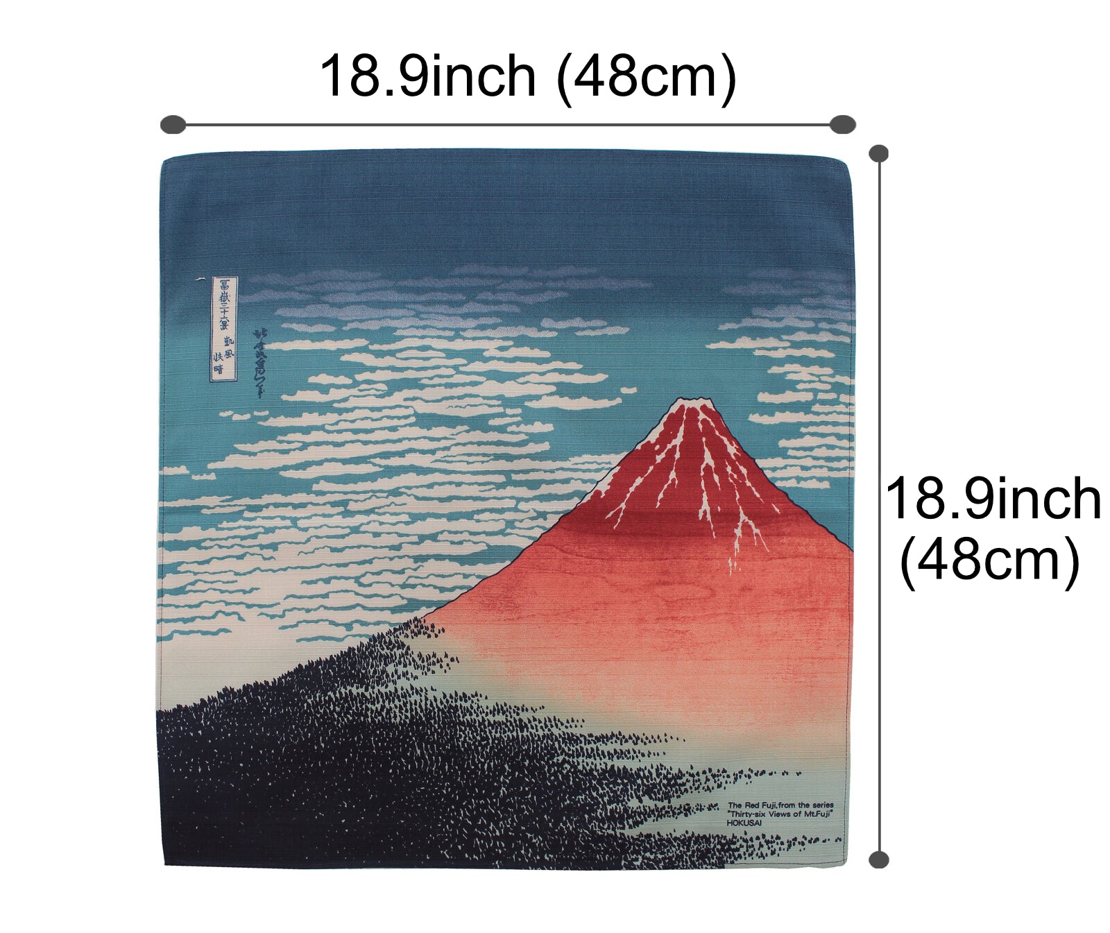 Furoshiki Japanese Wrapping Cloth Red Mt. Fuji Akafuji Gaifukaisei made in Japan 48x48cm