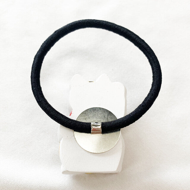 Japanese Elastic Hair Rubber Band Beckoning Cat Manekineko White made in Japan