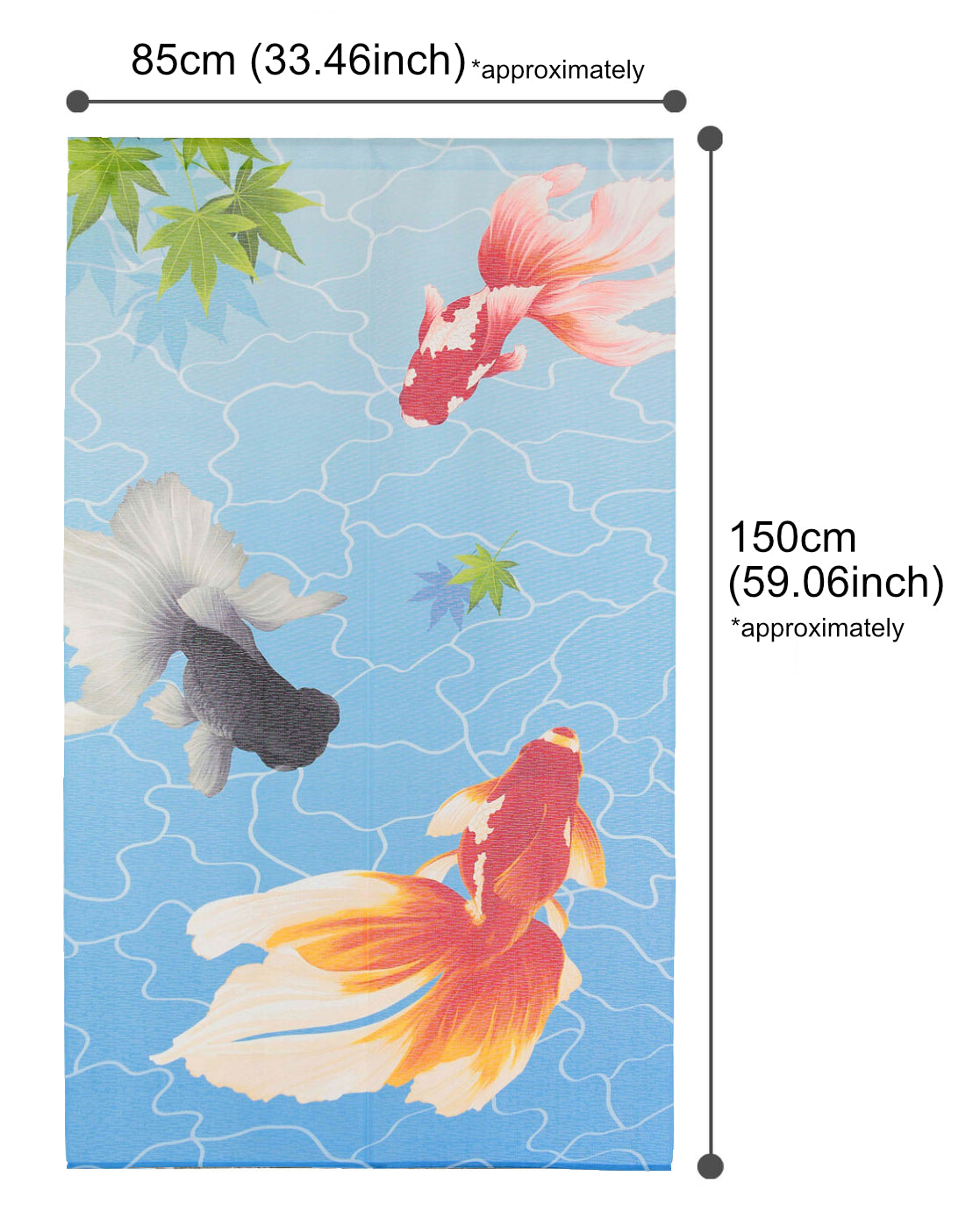 Japanese Noren Doorway Curtain Tapestry Carp Goldfish, Blue, made in Japan