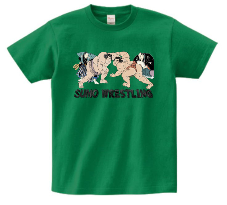 Japanese Ukiyo-e Design T-shirt Sumo Wrestling 5.6oz Mens