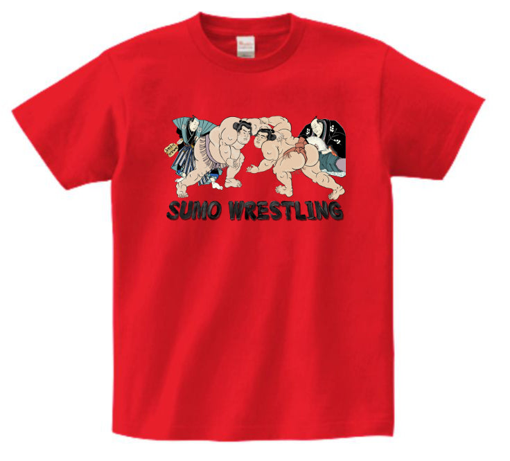 Japanese Ukiyo-e Design T-shirt Sumo Wrestling 5.6oz Mens