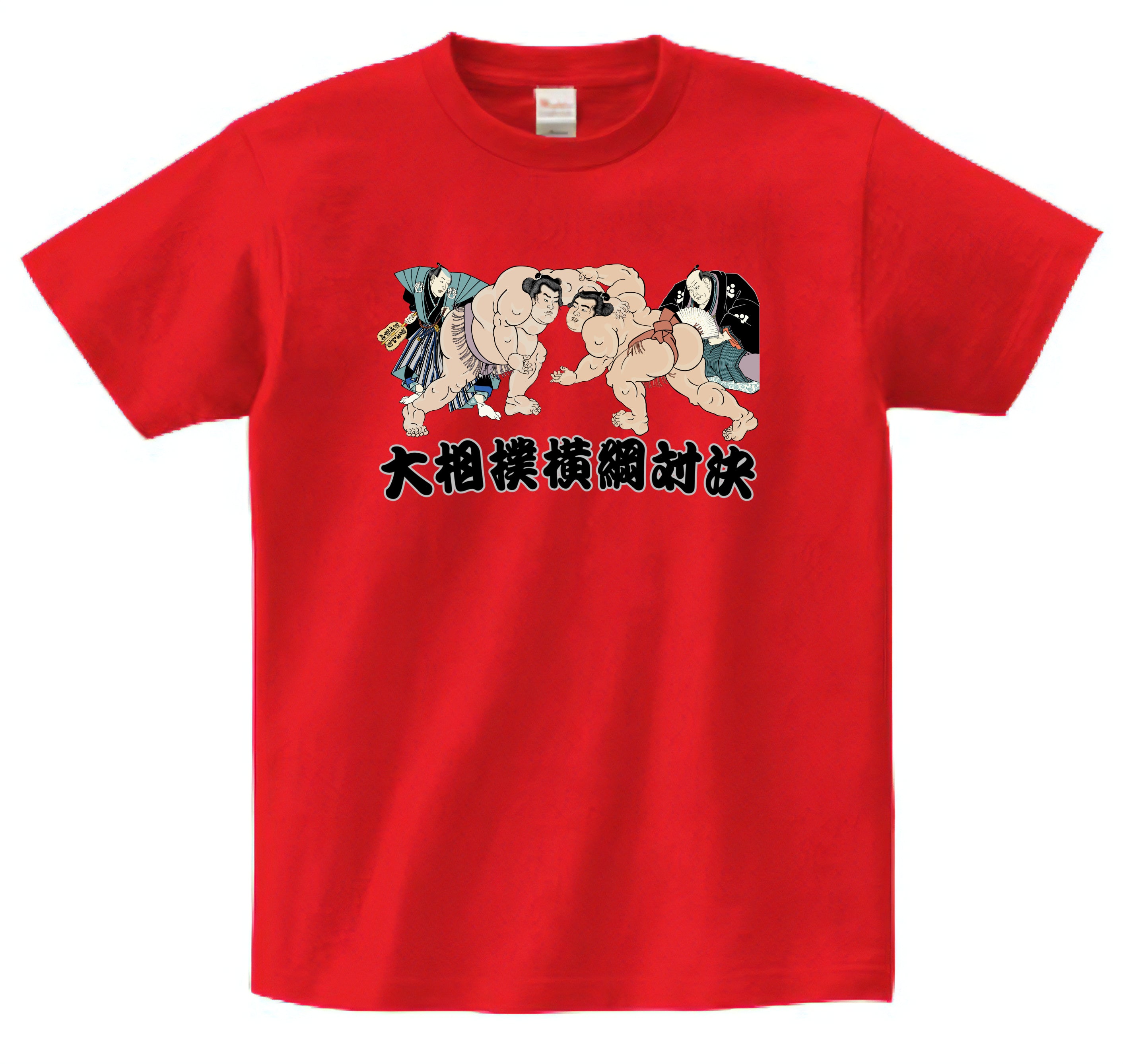 Japanese Ukiyo-e Design T-shirt Sumo Wrestling 5.6oz Mens