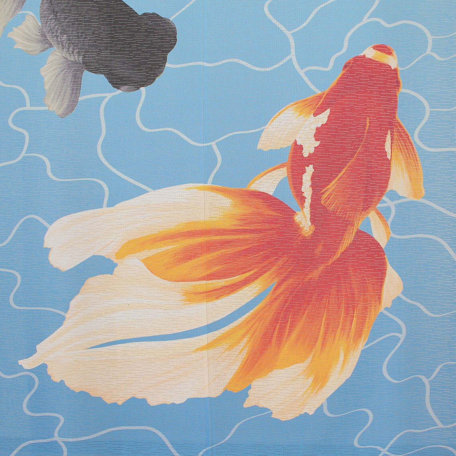Japanese Noren Doorway Curtain Tapestry Carp Goldfish, Blue, made in Japan