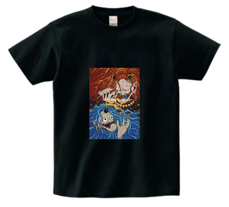 Japanese Design T-shirt Red Ogre & Blue Ogre Facing 5.6oz