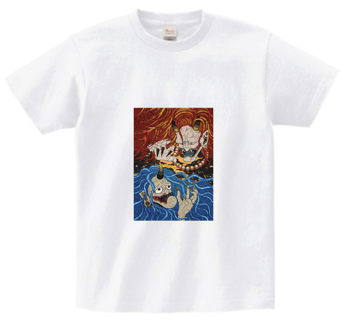 Japanese Design T-shirt Red Ogre & Blue Ogre Facing 5.6oz