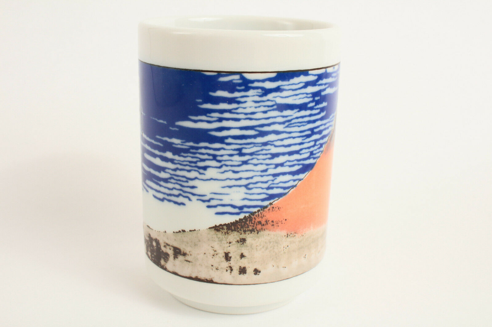 Mino ware Japan Ceramics Sushi Yunomi Chawan Tea Cup Red Mt. Fuji made in Japan