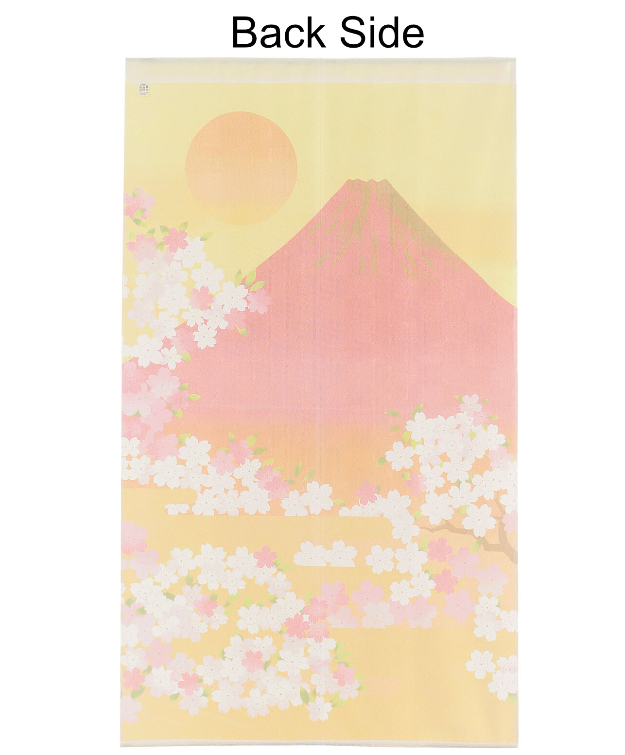 Japanese Noren Doorway Curtain Tapestry Mt. Fuji and Cherry Blossoms, Orange, made in Japan