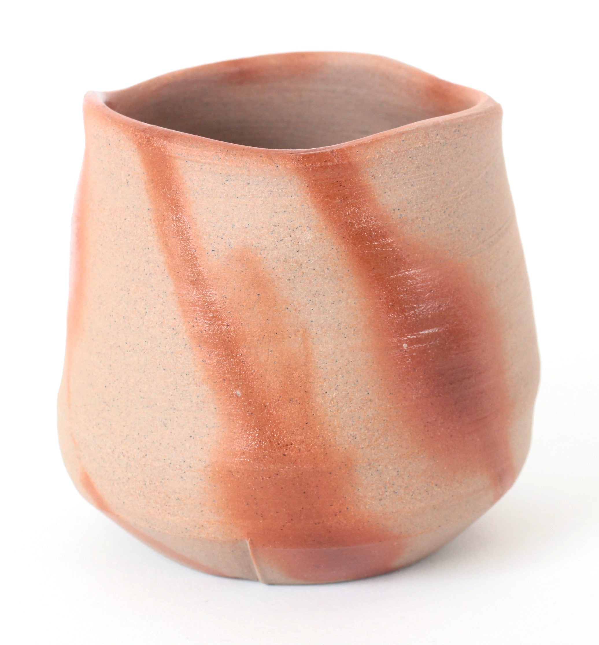 Bizen ware Japanese Pottery Yunomi Chawan Tea Cup, Brown, Orange, Made in Japan