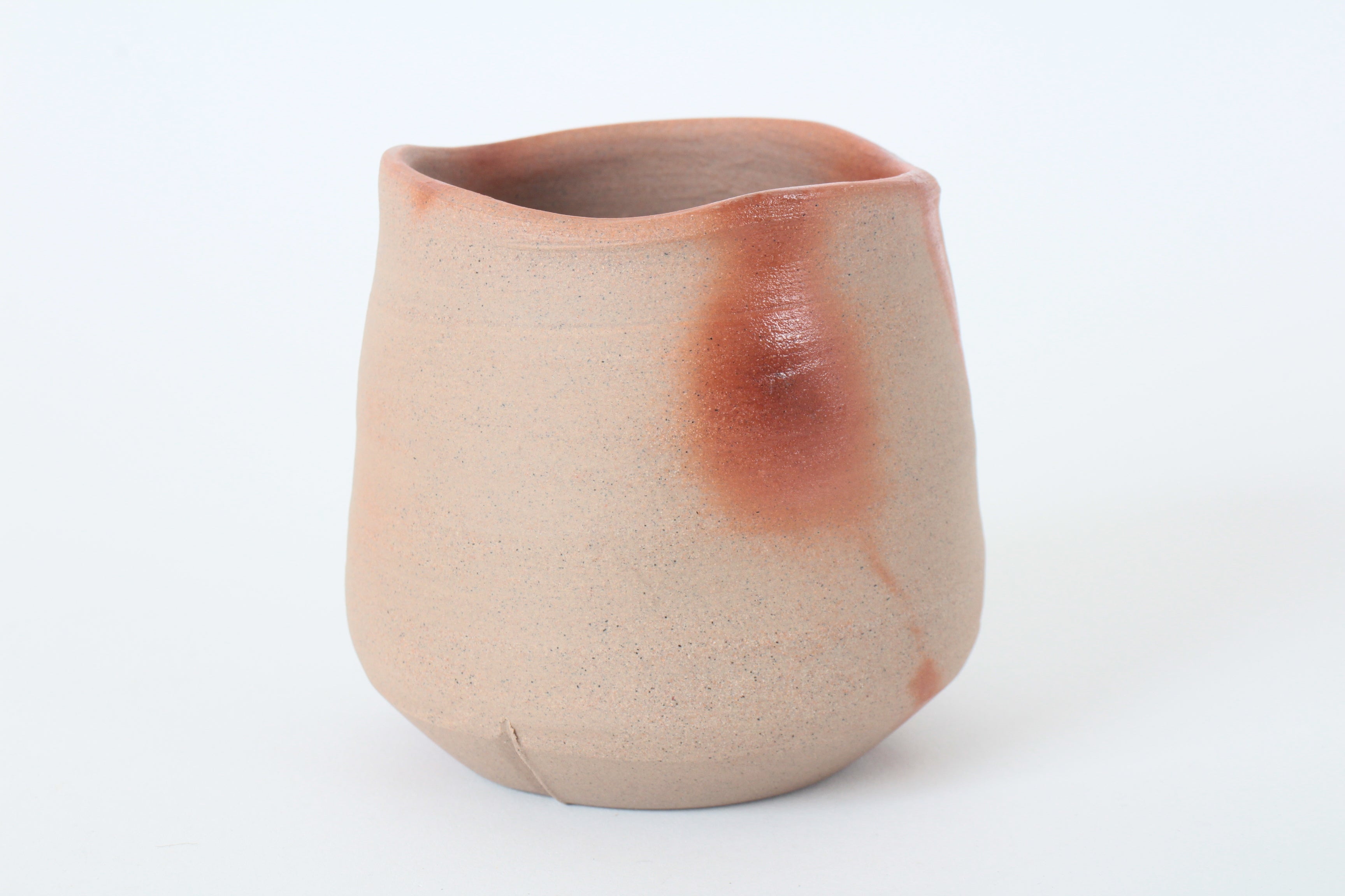 Bizen ware Japanese Pottery Yunomi Chawan Tea Cup, Brown, Orange, Made in Japan