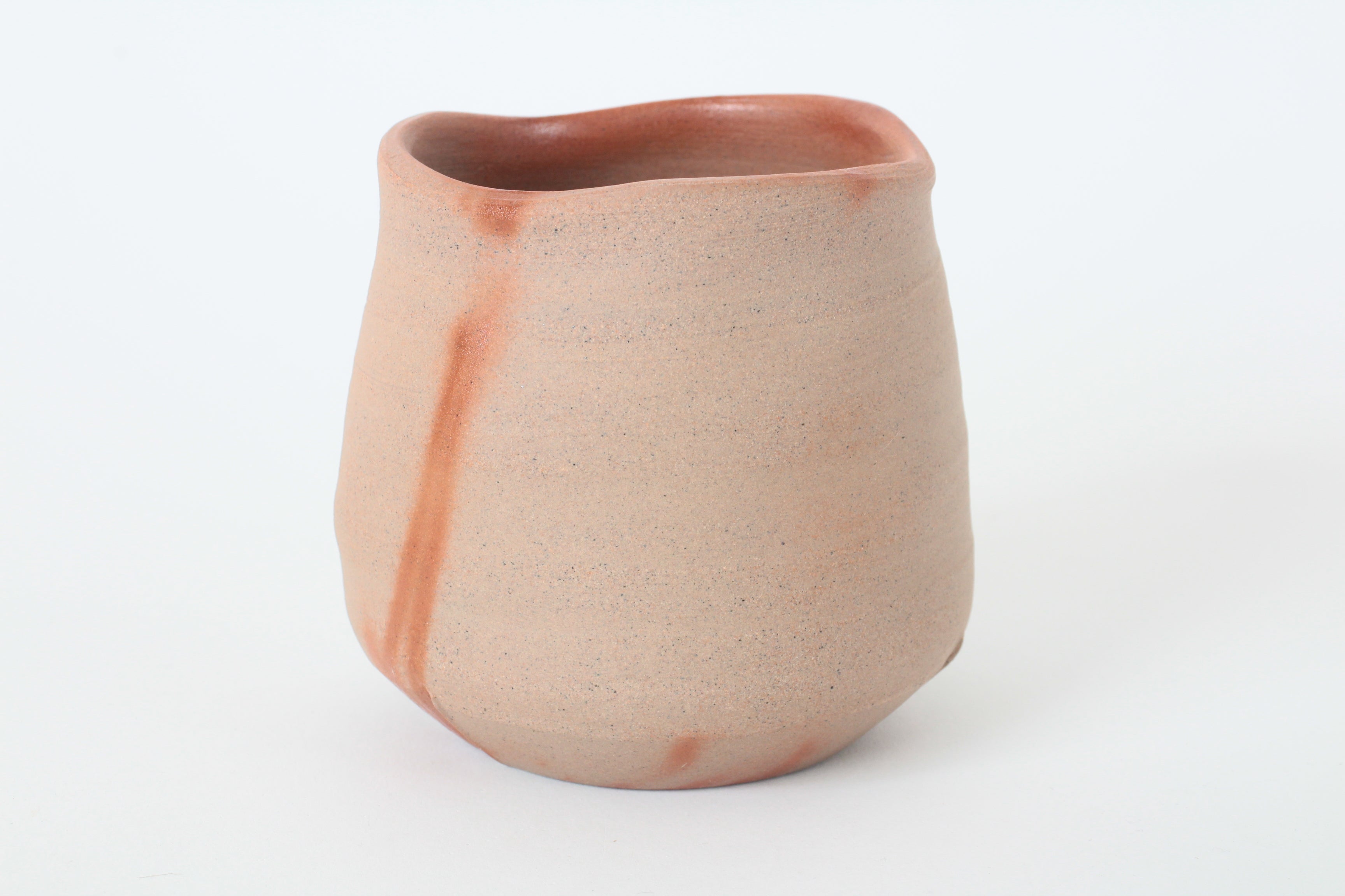Bizen ware Japanese Pottery Yunomi Chawan Tea Cup, Brown, Orange, Made in Japan