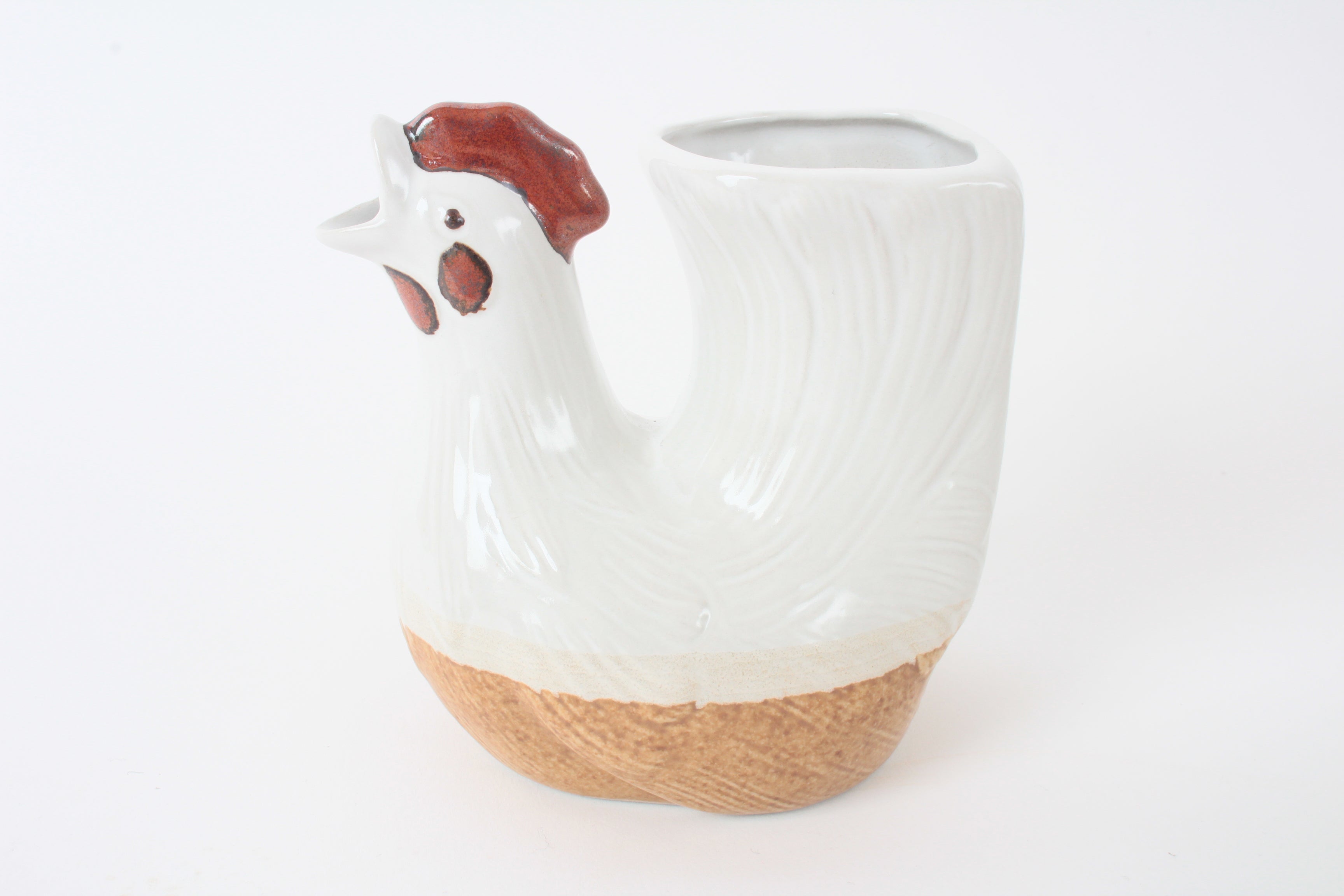 Mino ware Japanese Ceramic Chicken Shape Tokkuri and Sake Cup set White made in Japan