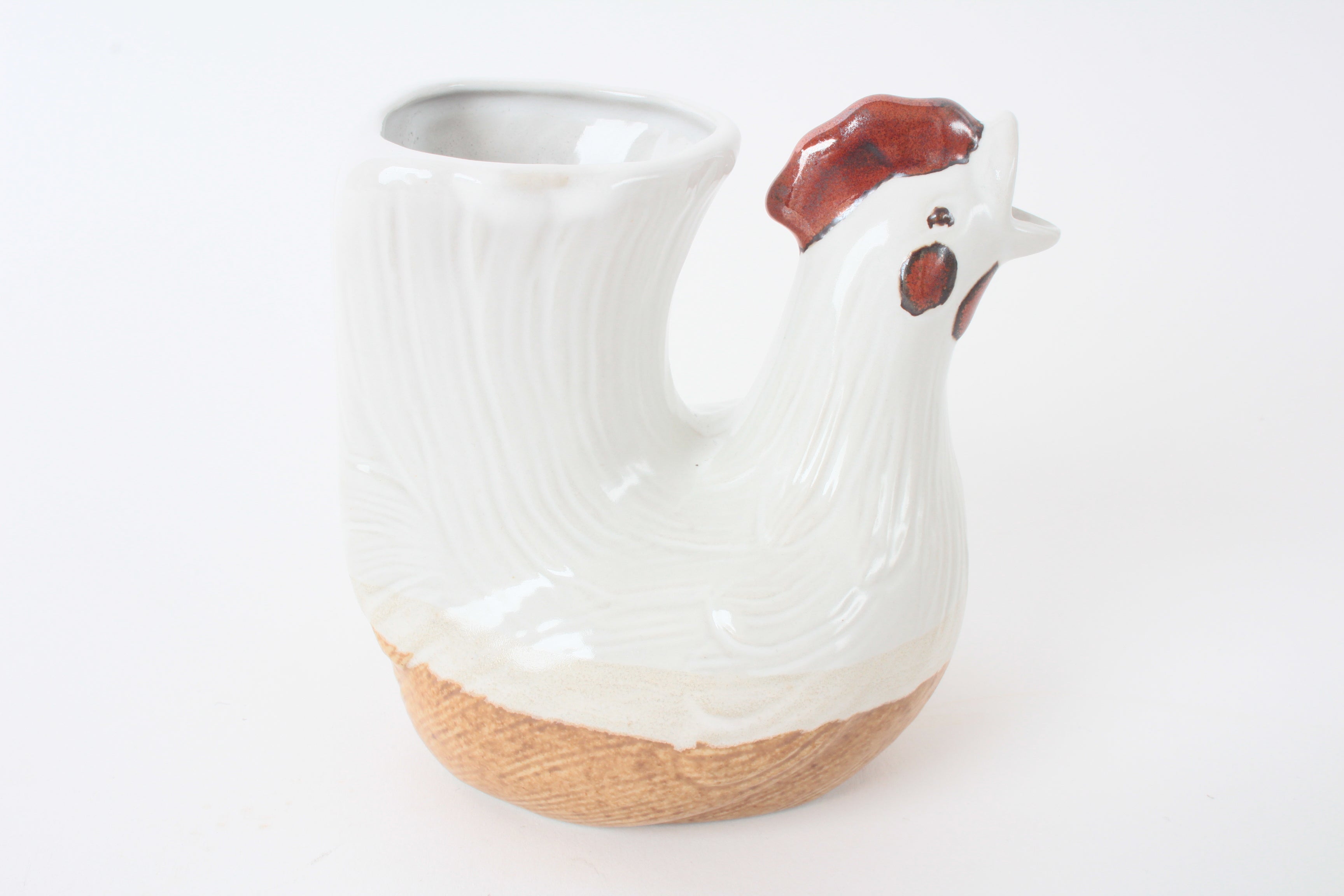 Mino ware Japanese Ceramic Chicken Shape Tokkuri and Sake Cup set White made in Japan
