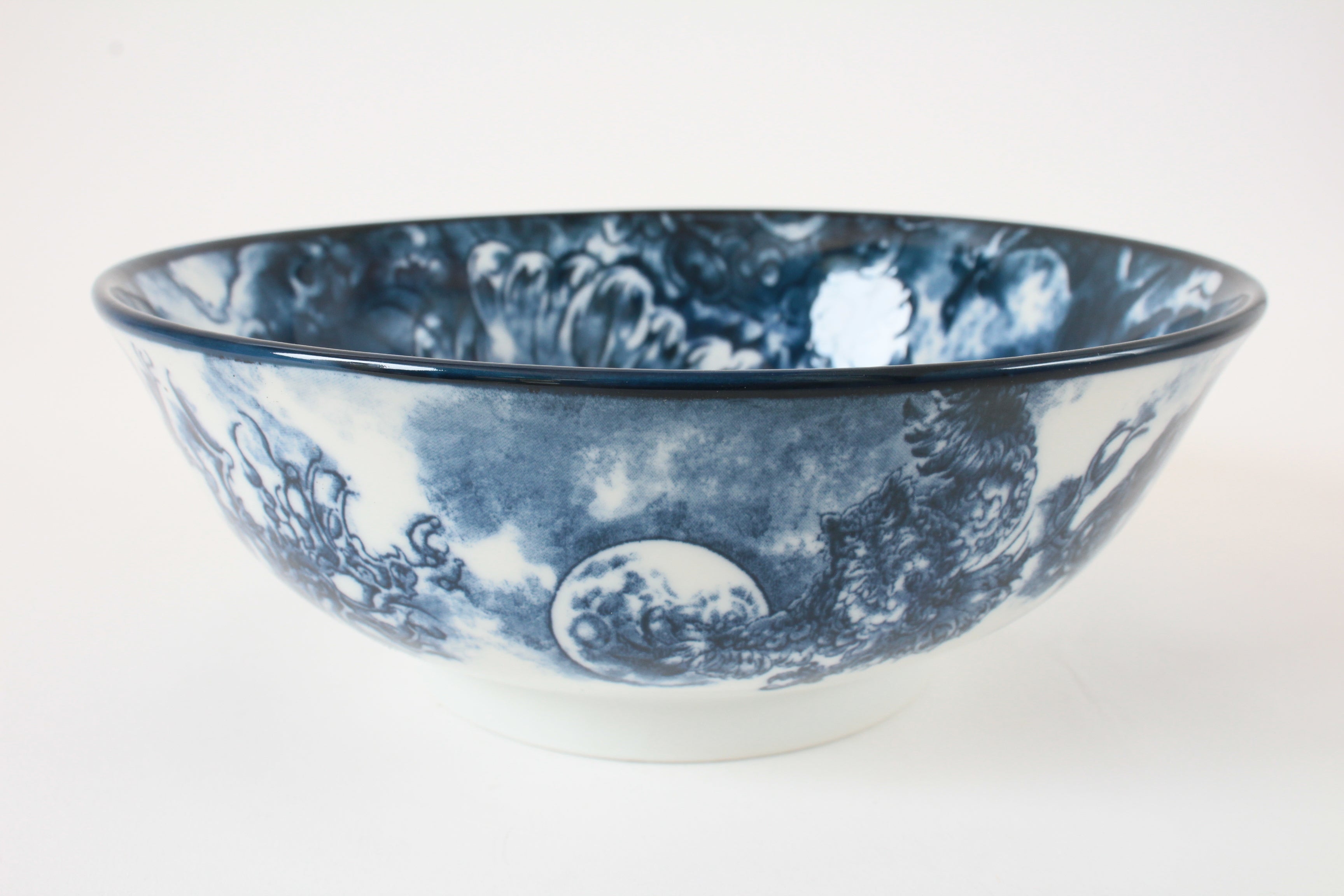 Mino ware Japanese Ramen Noodle Donburi Bowl Moonlight Owl Navy made in Japan