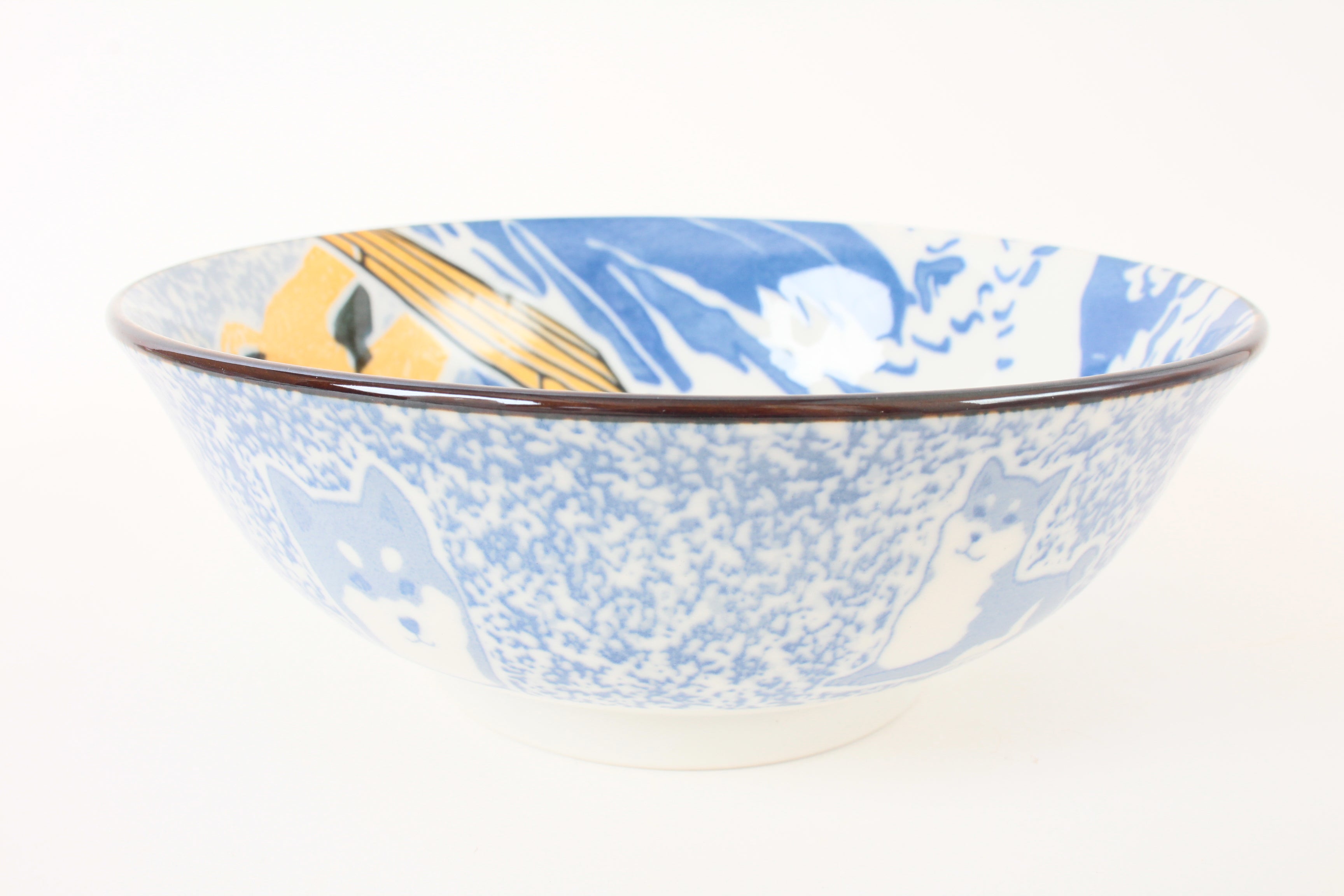 Mino ware Japanese Ramen Noodle Donburi Bowl Shibaken w/Namiura made in Japan