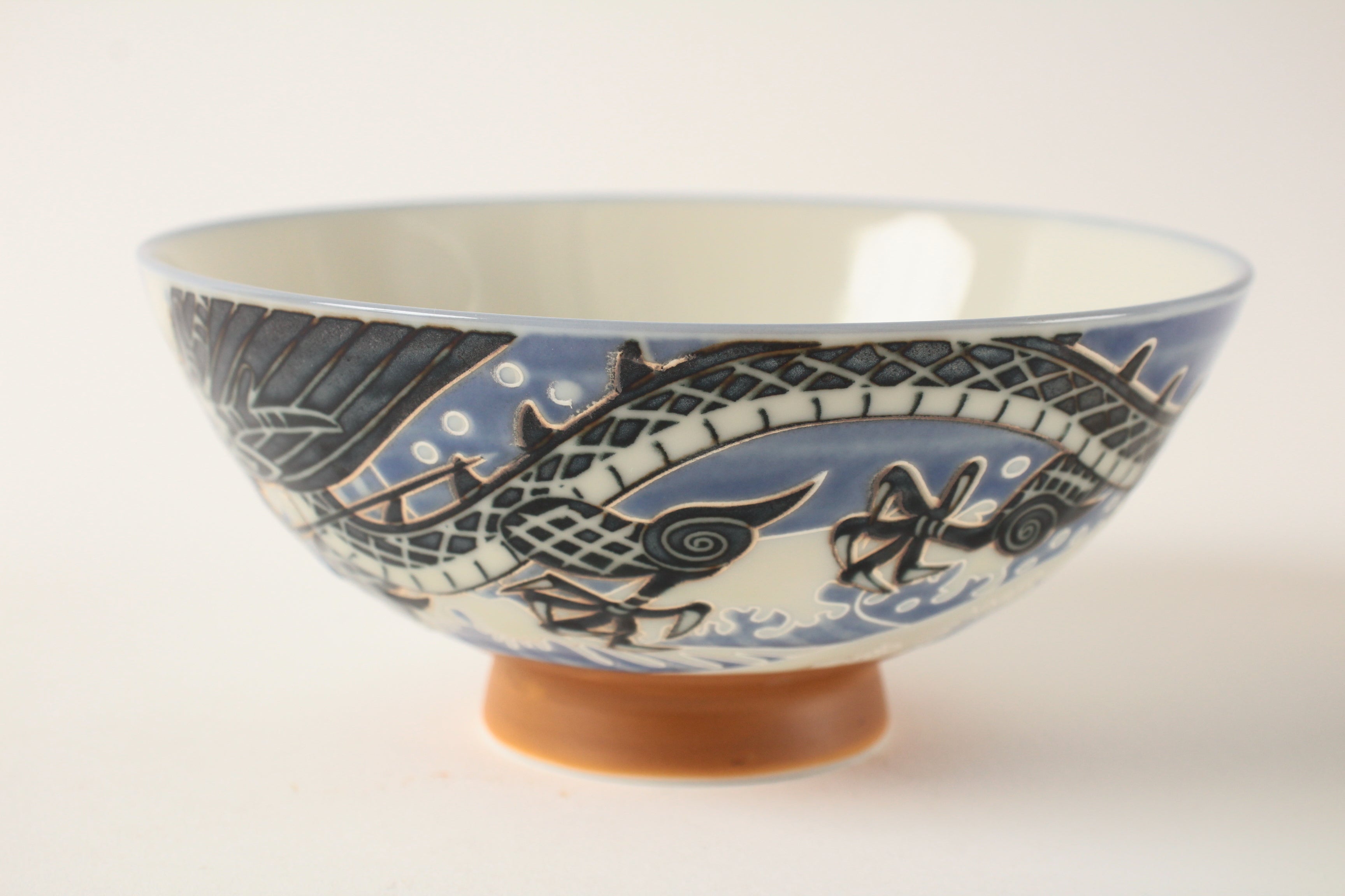 Mino ware Japanese Ceramics Rice Bowl Dragon made in Japan