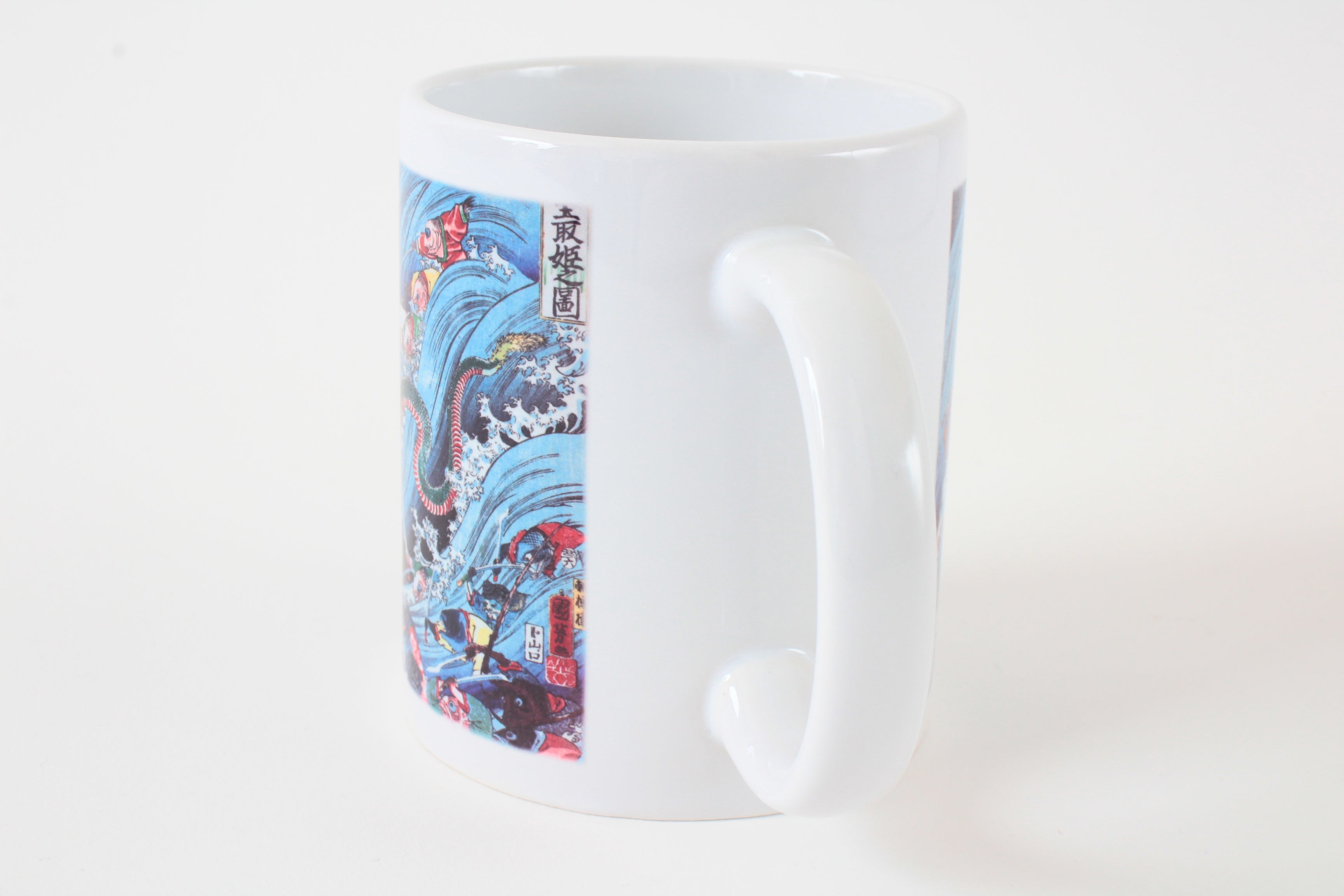 Japanese Ukiyo-e Design Mug Cup Dragon & Dressed Sea Creatures printed in Japan