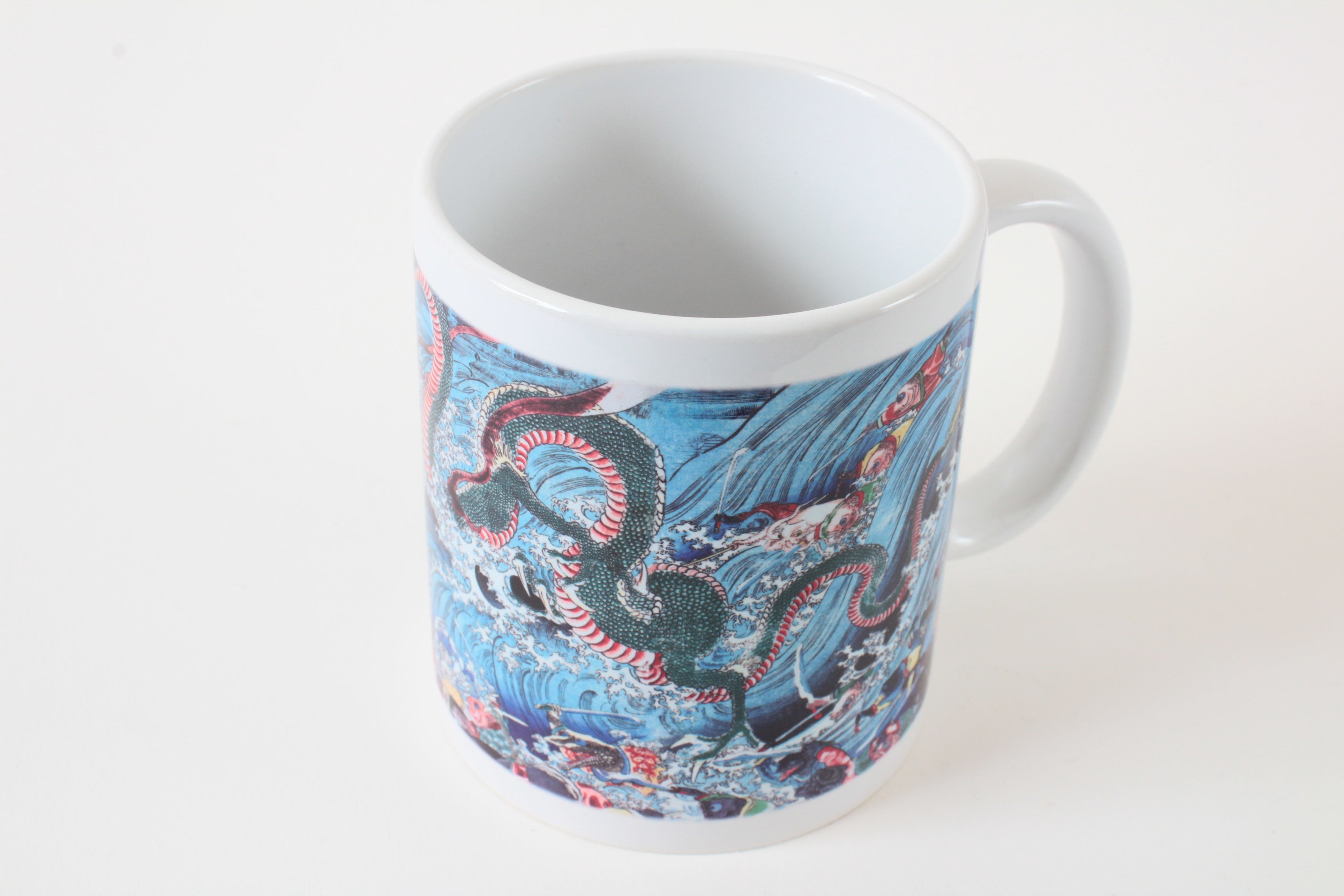 Japanese Ukiyo-e Design Mug Cup Dragon & Dressed Sea Creatures printed in Japan