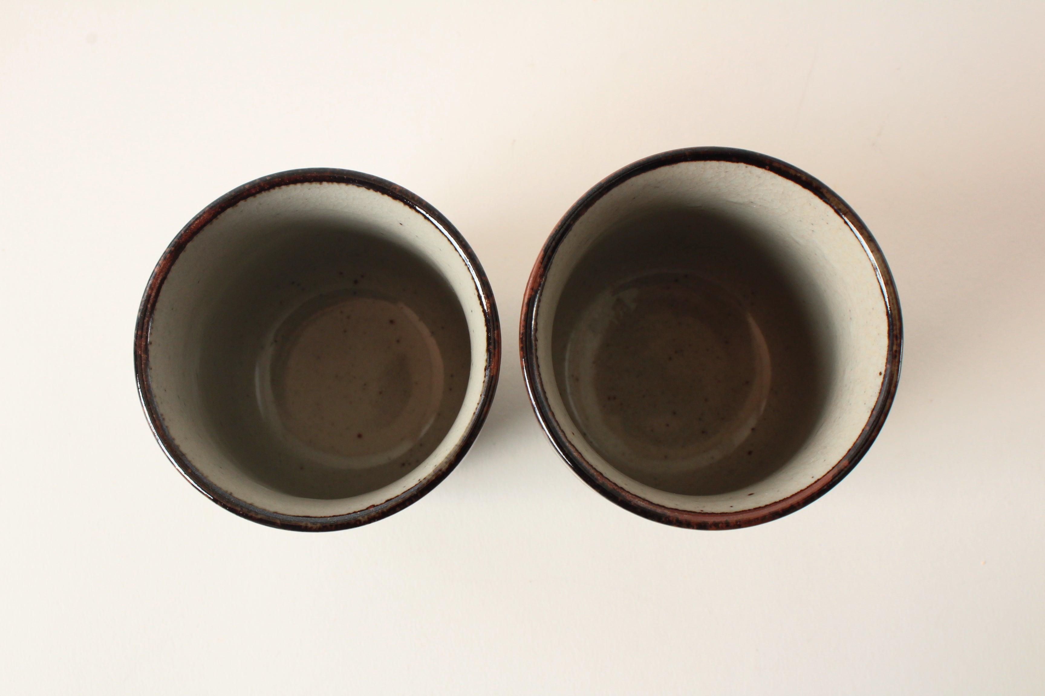 Kutani ware Japanese Ceramic Pair Yunomi Chawan Tea Cup Plum Flowers and Bird