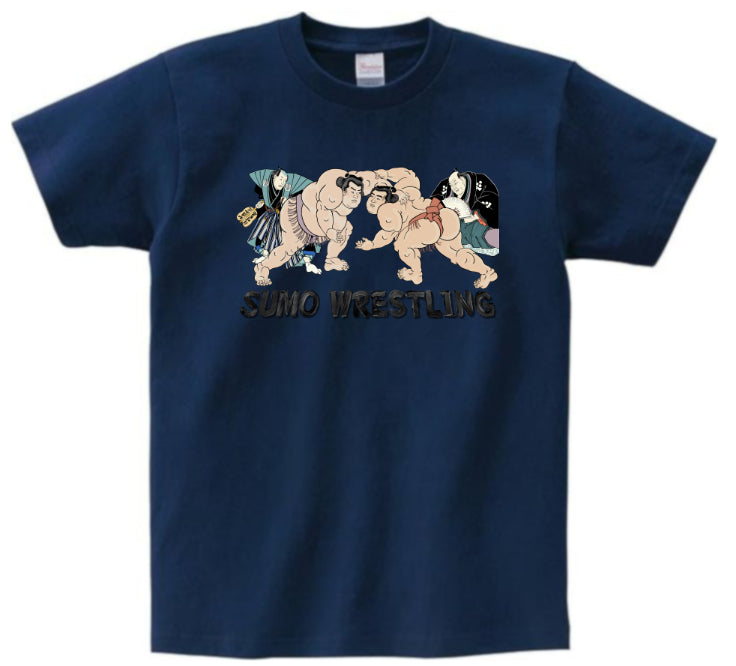 Japanese Ukiyo-e Design T-shirt Sumo Wrestling 5.6oz Mens