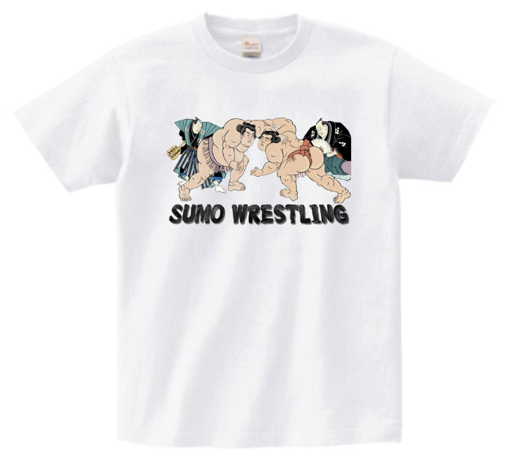 Japanese Ukiyo-e Design T-shirt Sumo Wrestling 5.6oz Mens
