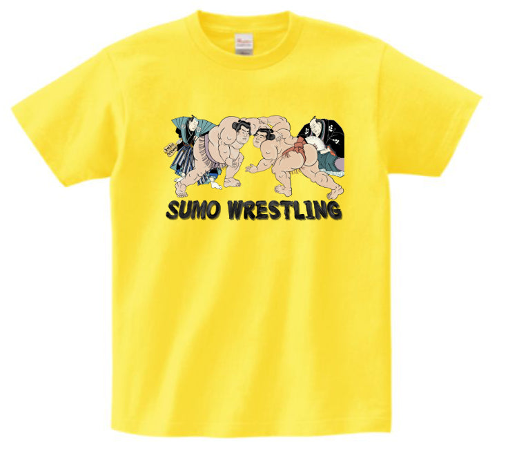 Japanese Ukiyo-e Design T-shirt Sumo Wrestling 5.6oz Mens