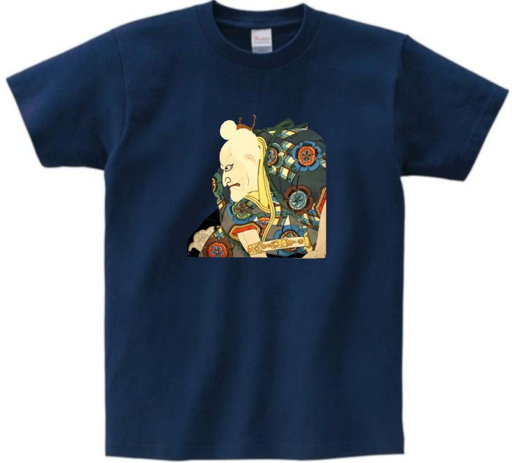 Japanese Ukiyo-e Design T-shirt Kabuki Actor Tarozaemon White Hair 5.6oz Mens