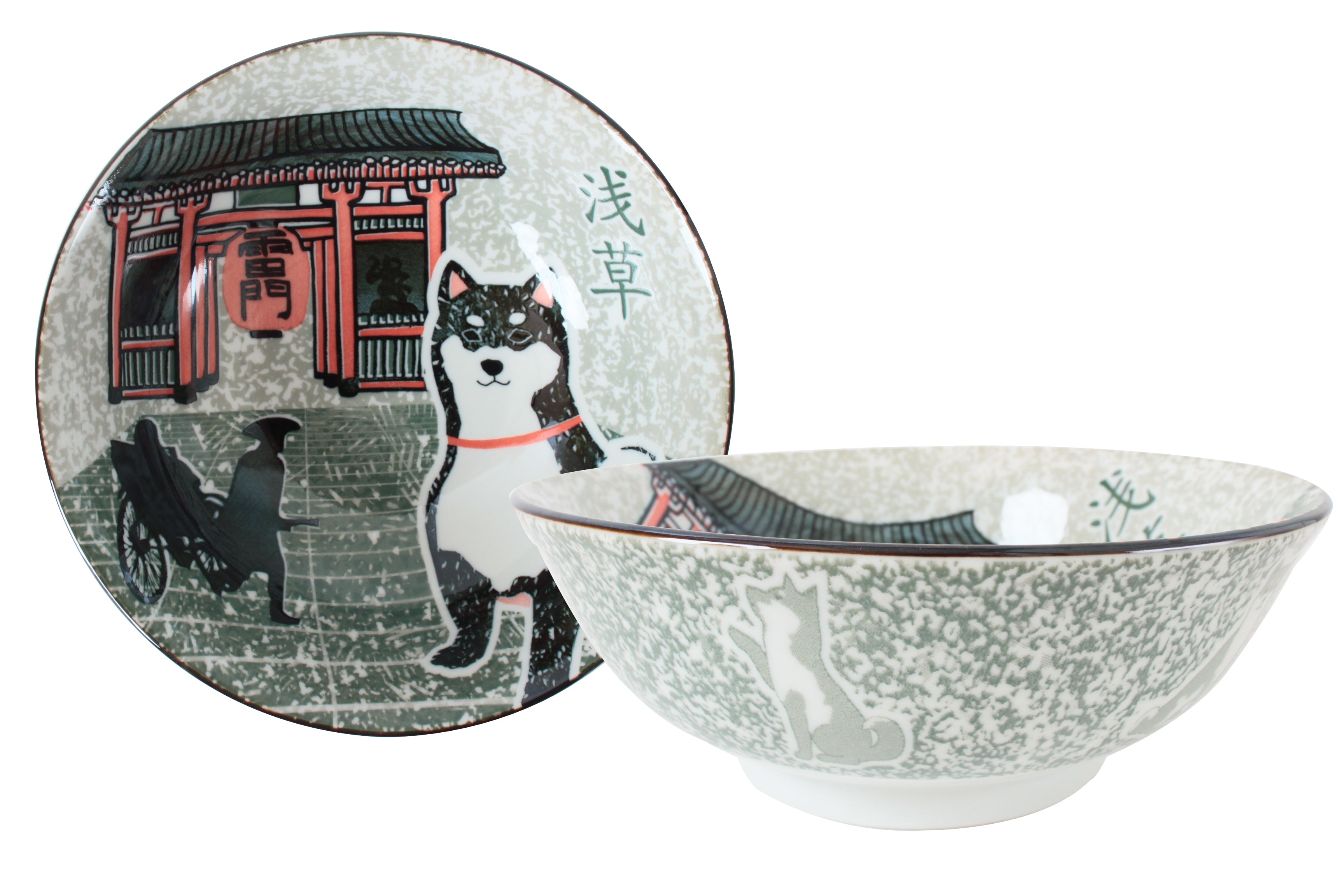 Mino ware Japanese Ramen Noodle Donburi Bowl Shibaken w/Asakusa made in Japan