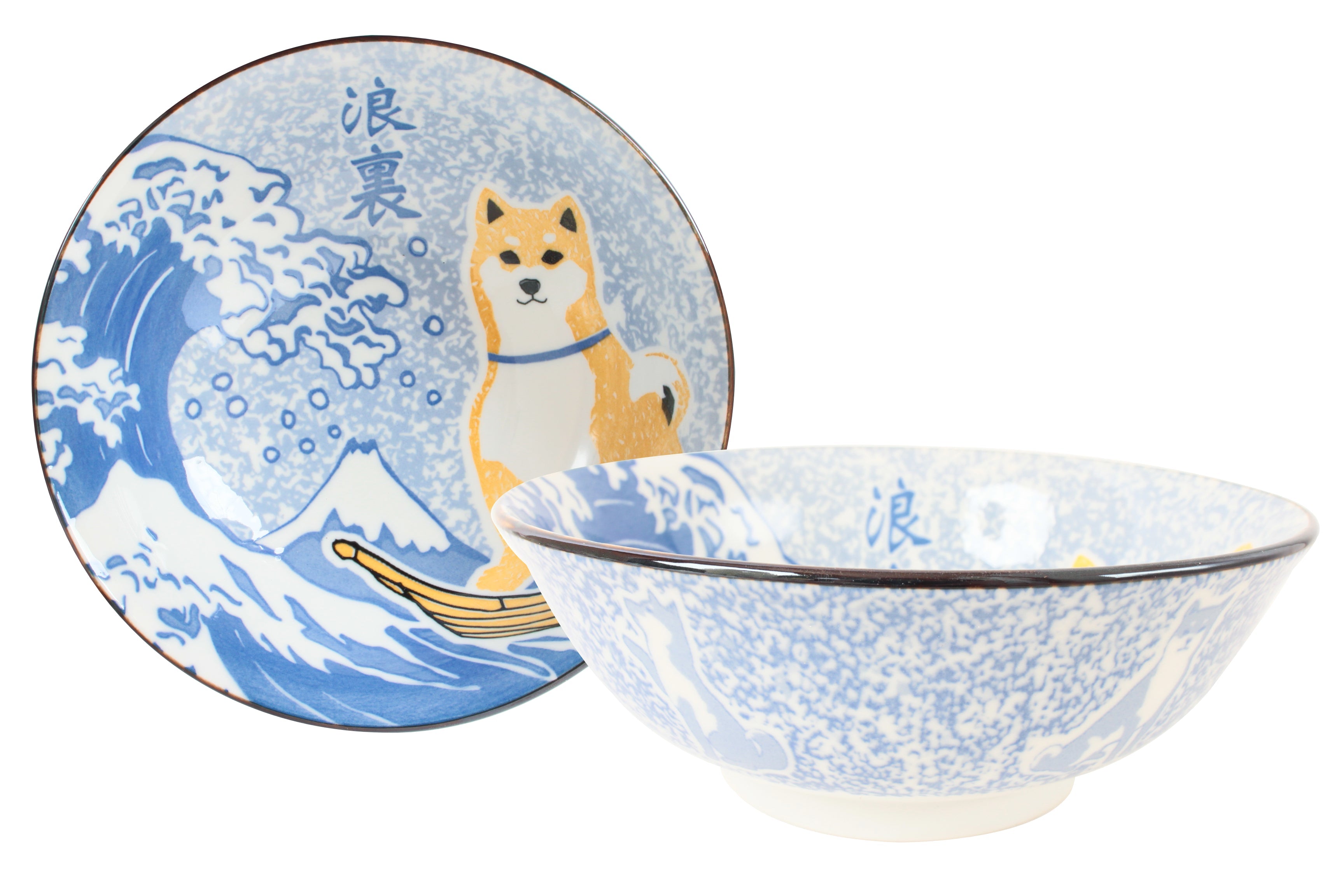 Mino ware Japanese Ramen Noodle Donburi Bowl Shibaken w/Namiura made in Japan